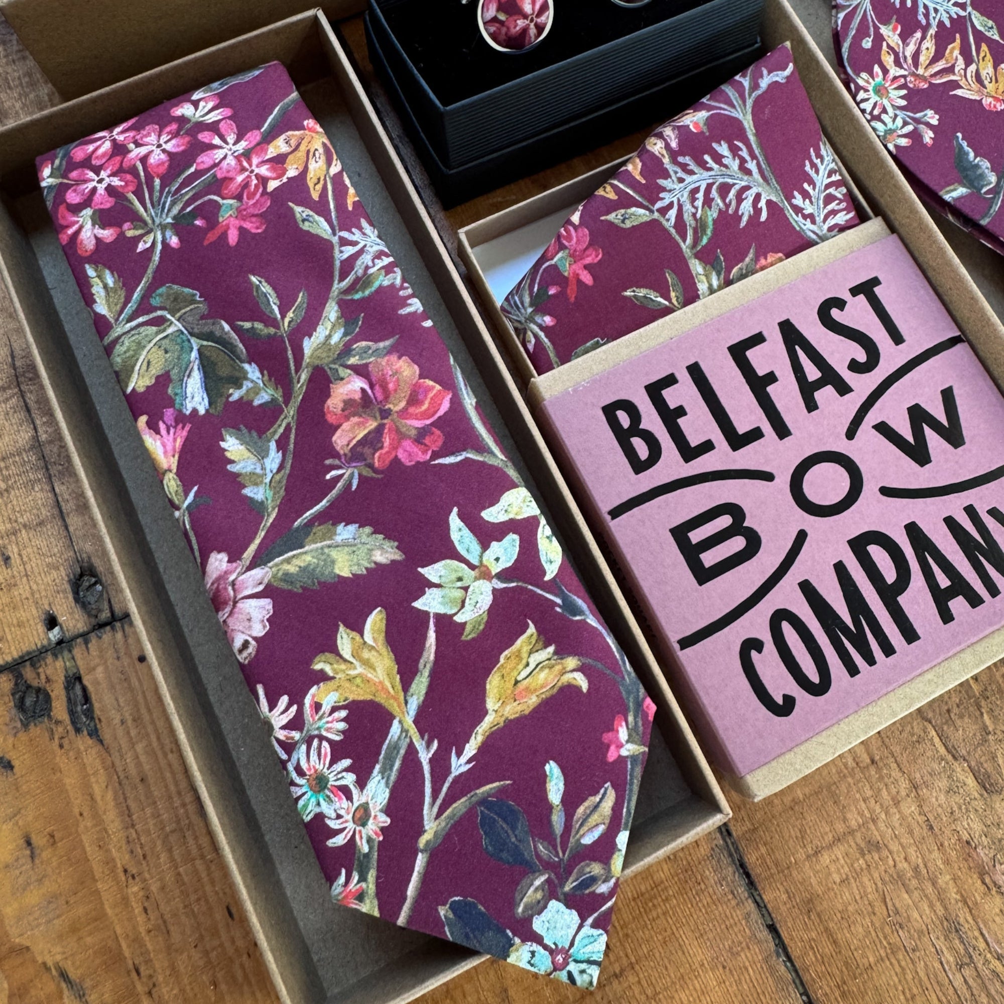 Liberty of London Tie in Burgundy Autumn Floral