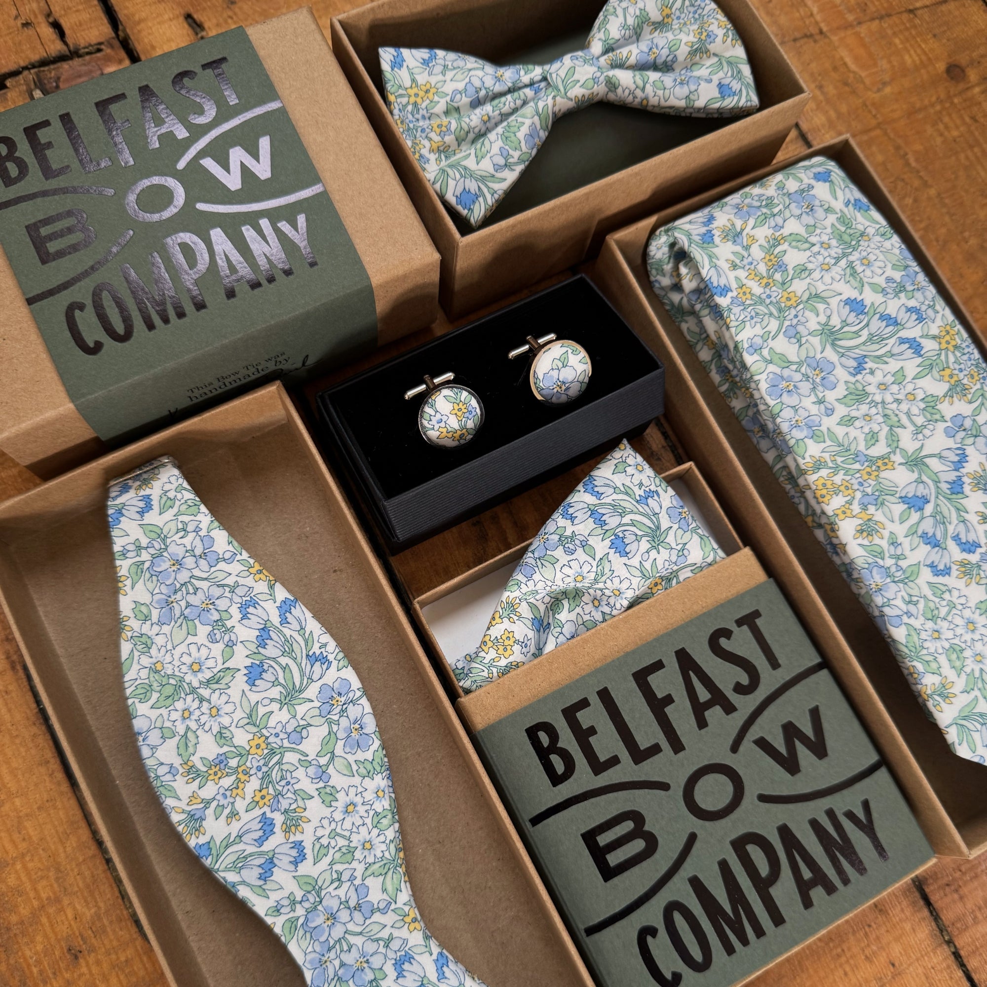 Liberty of London Bow Tie in Pale Blue & Sage Floral