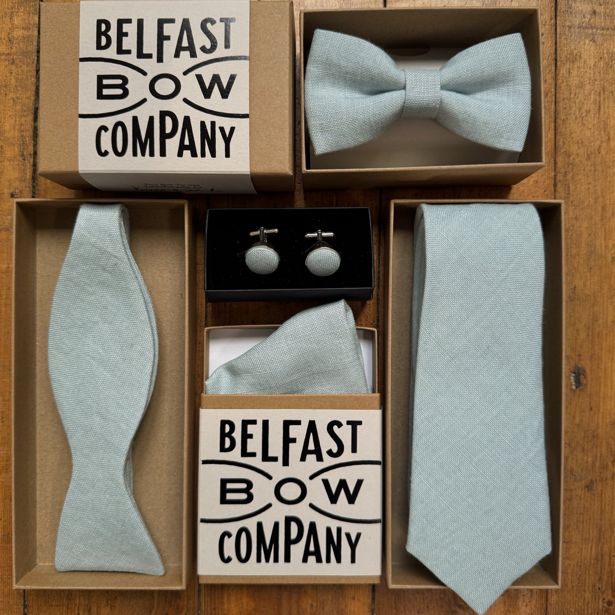 Duck Egg Blue Cufflinks in Irish Linen