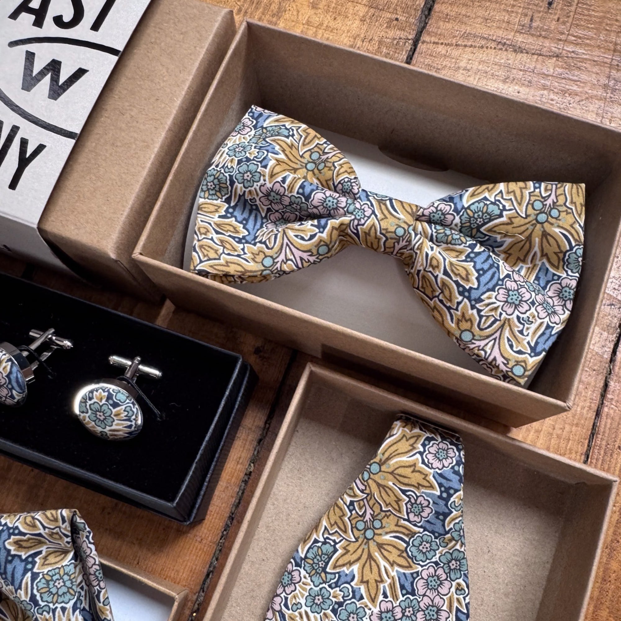 Liberty of London Bow Tie in Yellow & Blue Floral Motif