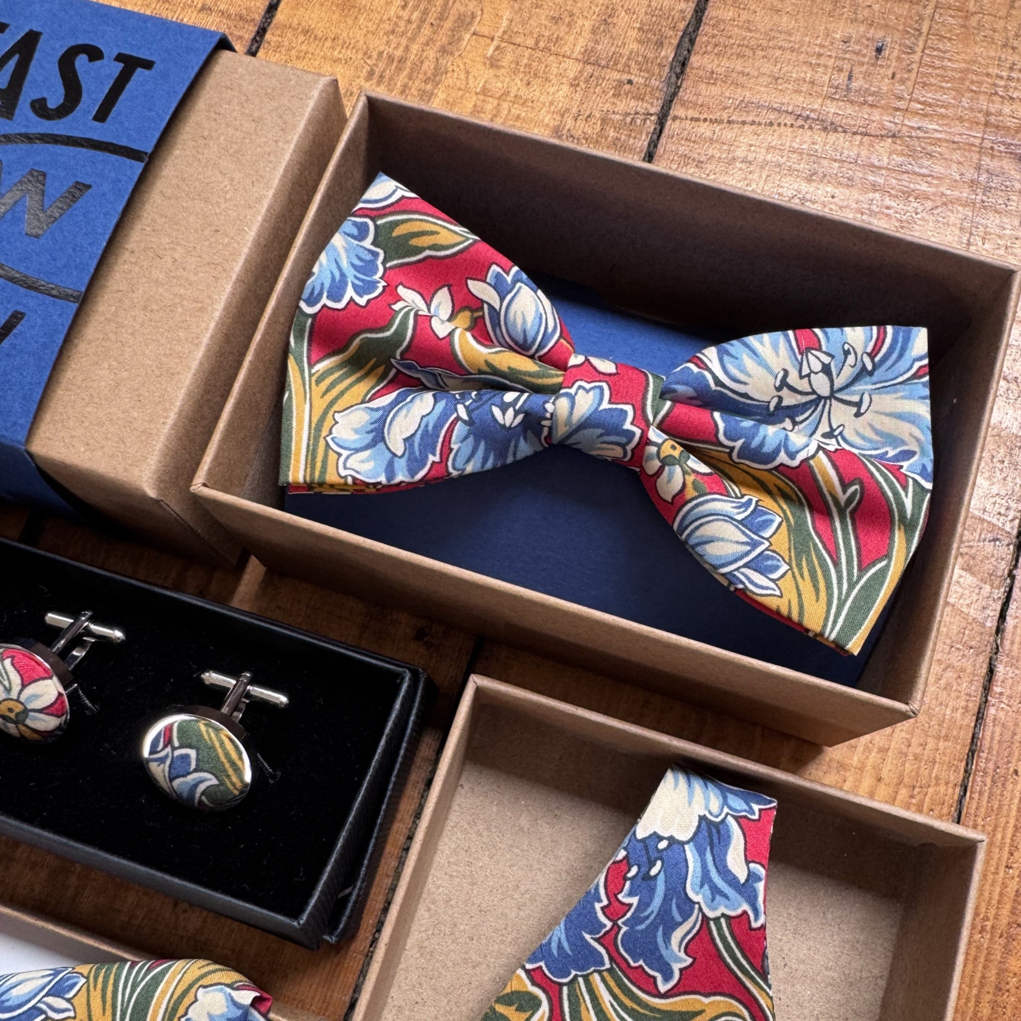 Liberty of London Bow Tie in Red & Blue Floral Motif