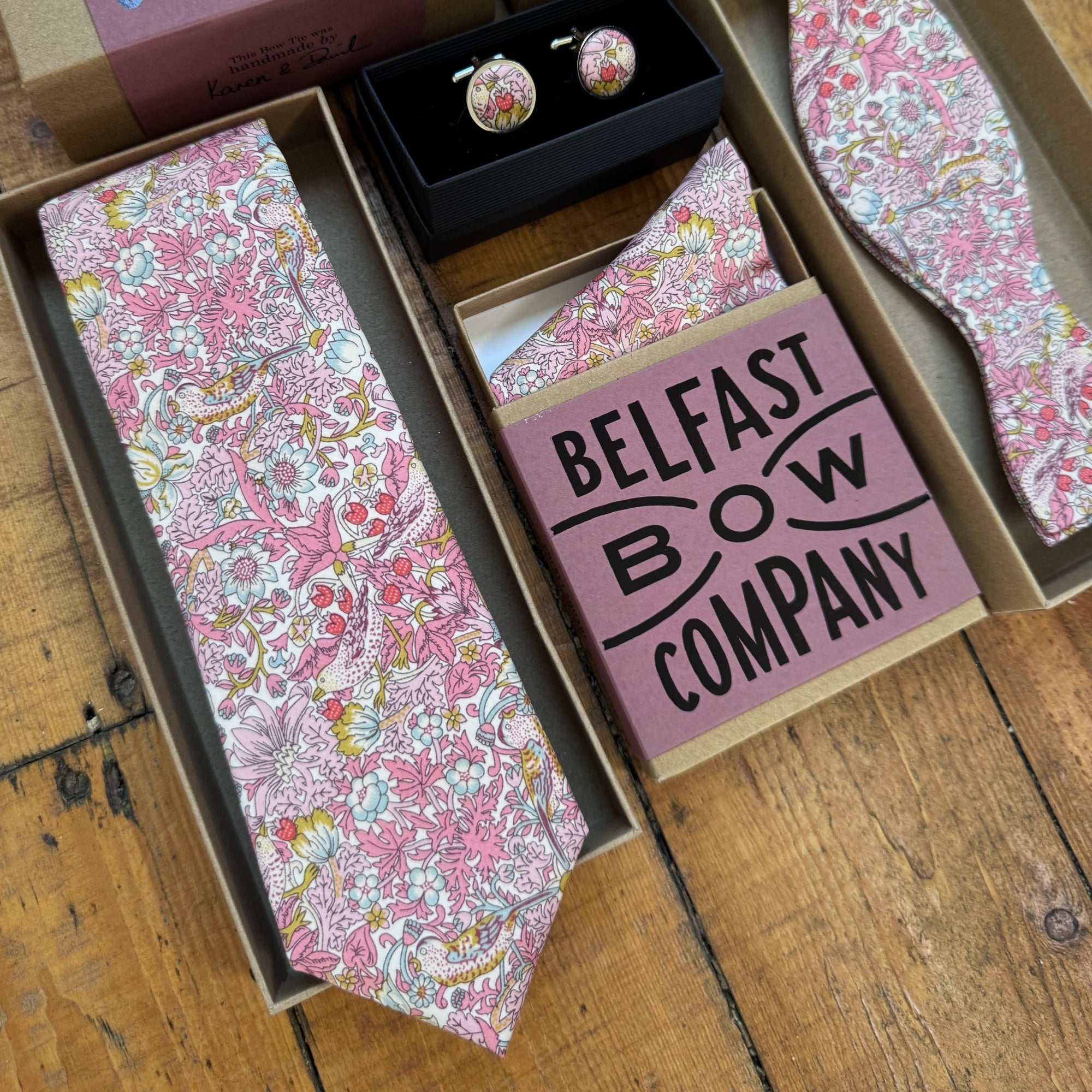 Liberty of London Tie in Pink Bird Motif