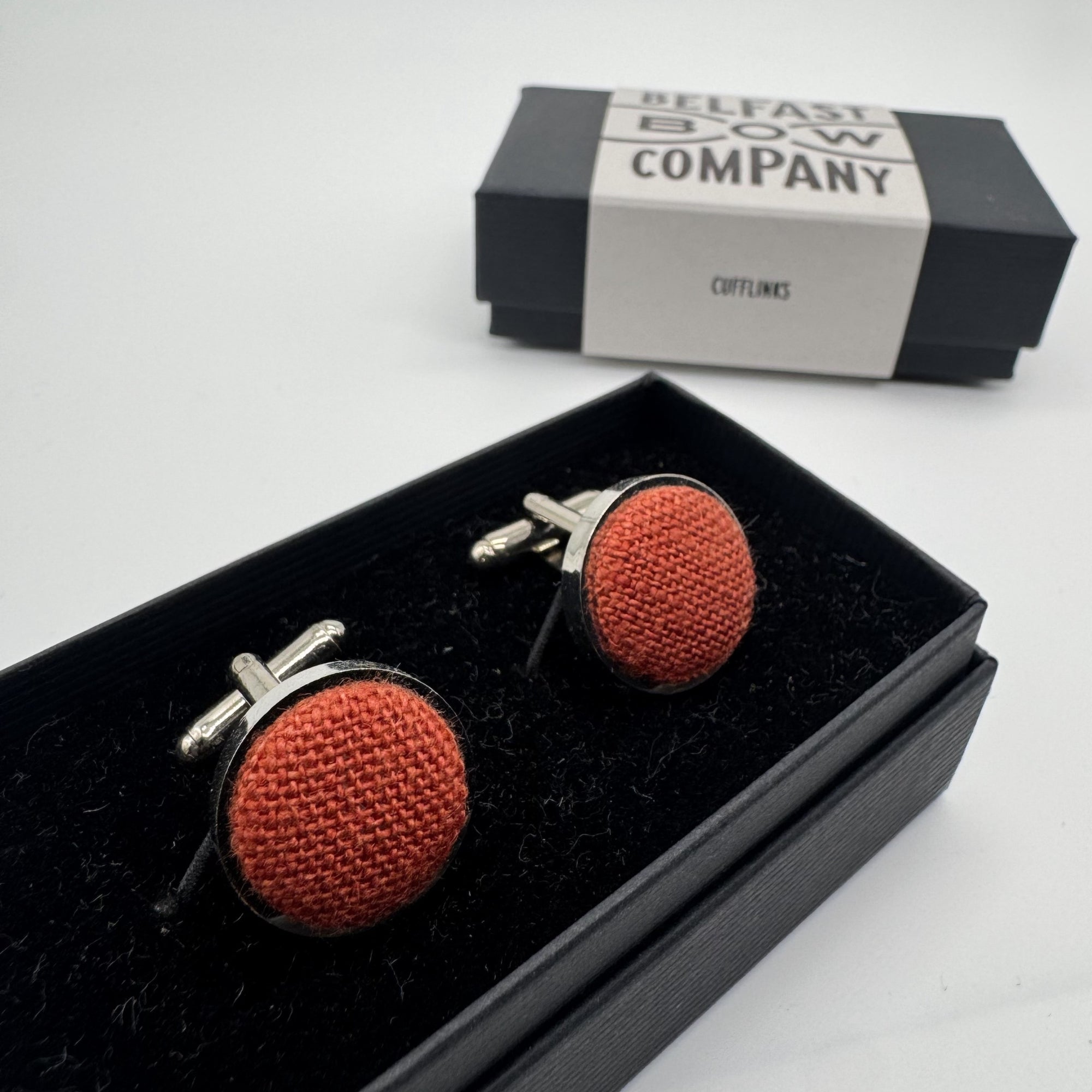 Rust Cufflinks in Irish Linen