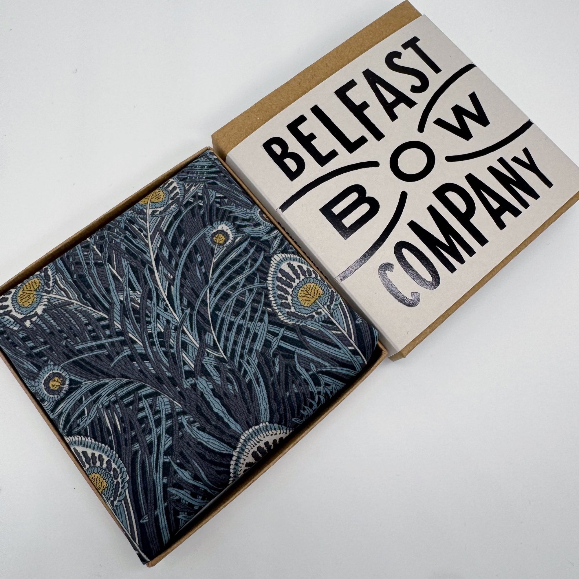 Liberty of London Pocket Square in Navy Peacock Feathers