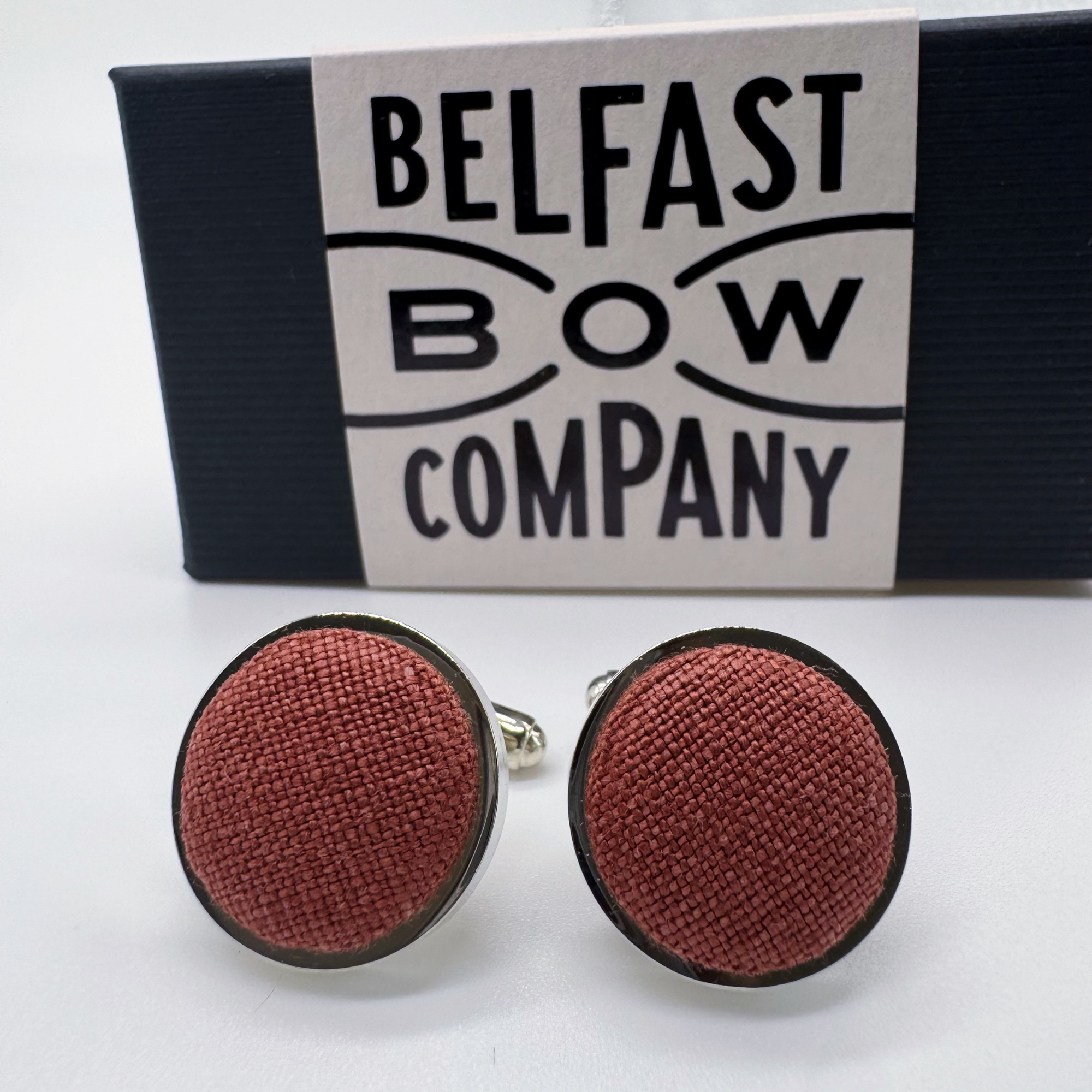 Terracotta Cufflinks in Irish Linen