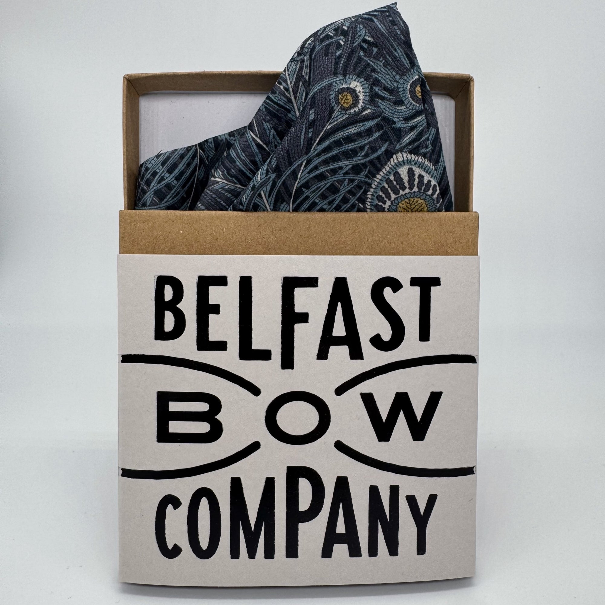 Liberty of London Pocket Square in Navy Peacock Feathers