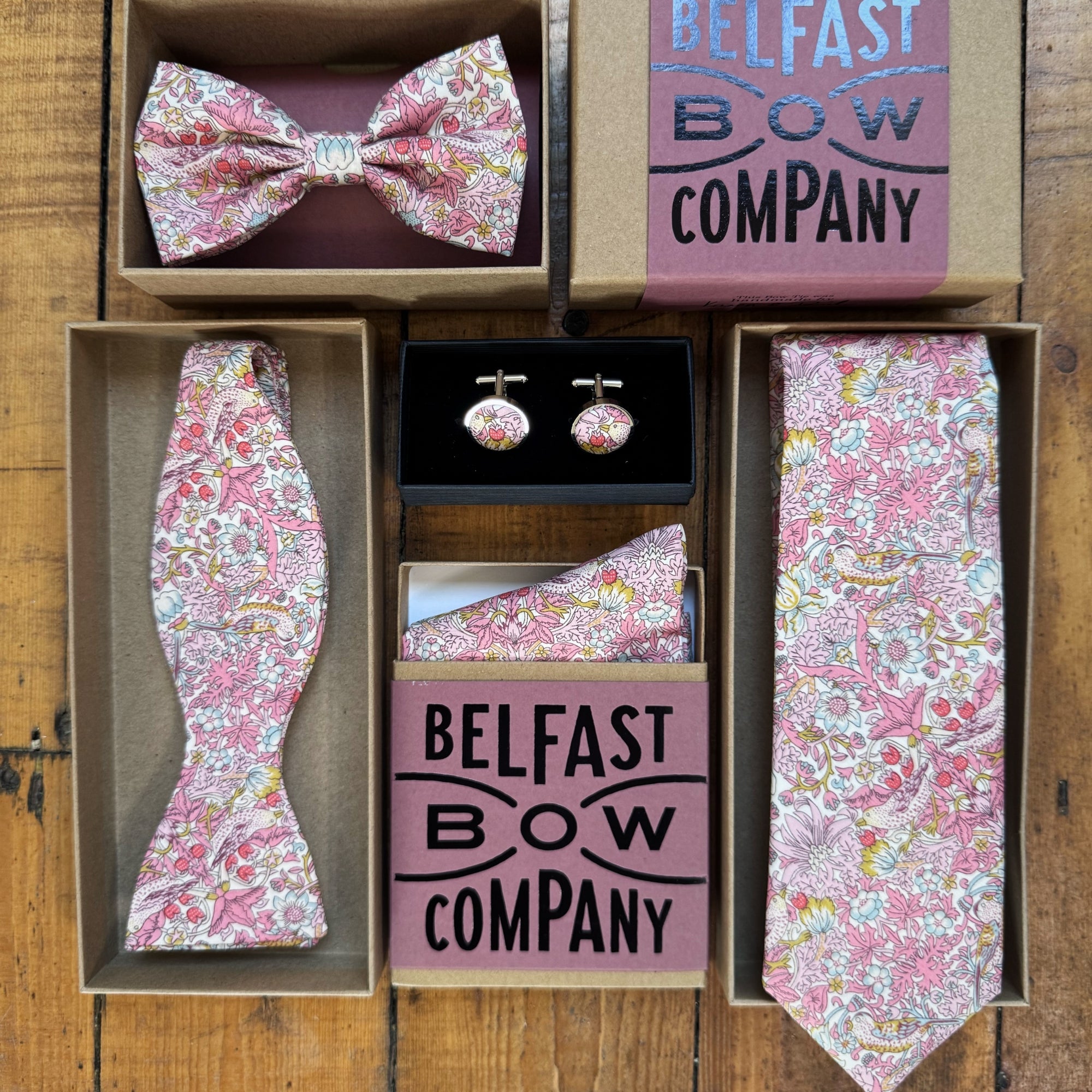 Liberty of London Tie in Pink Bird Motif