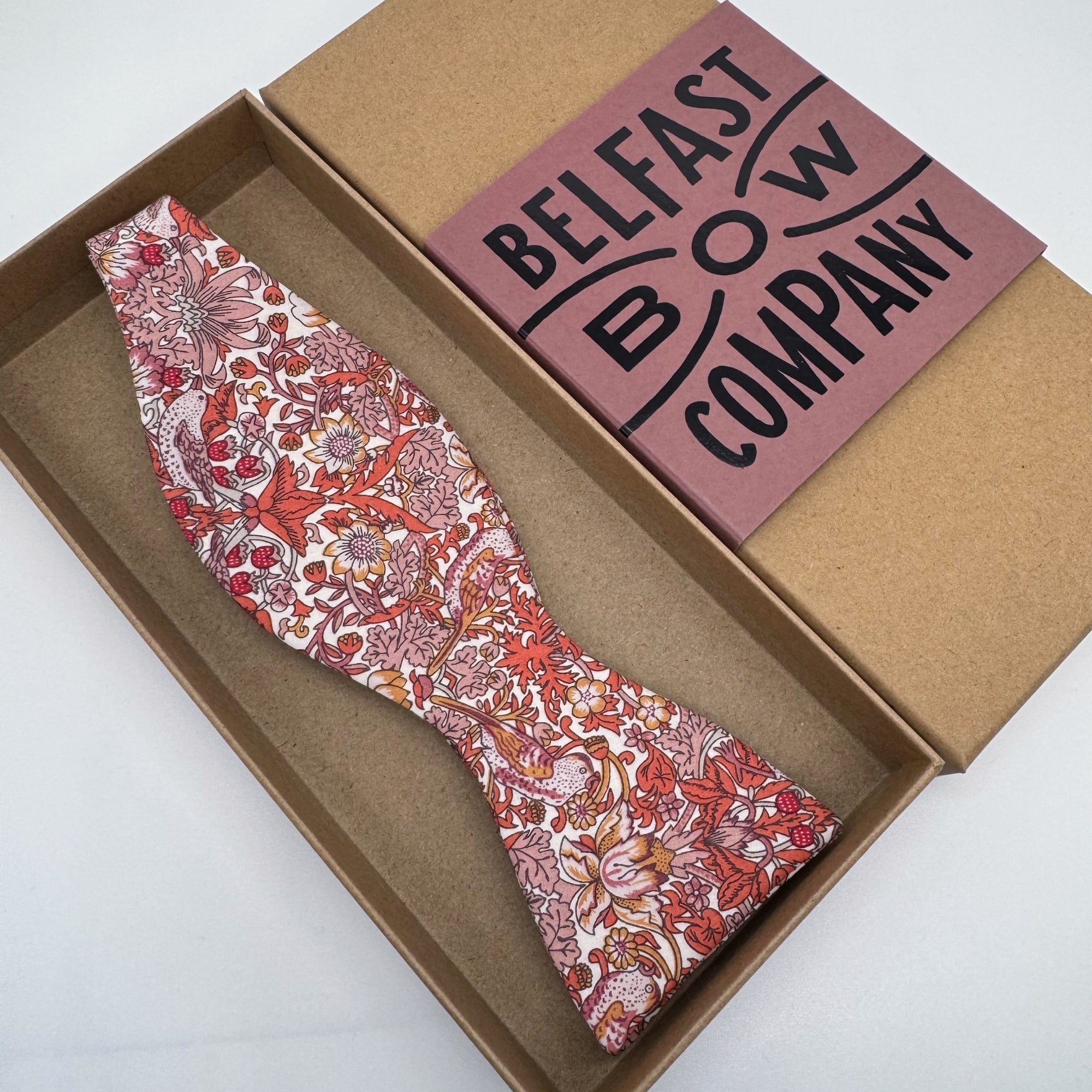 Liberty of London Bow Tie in Sienna Red Bird Motif