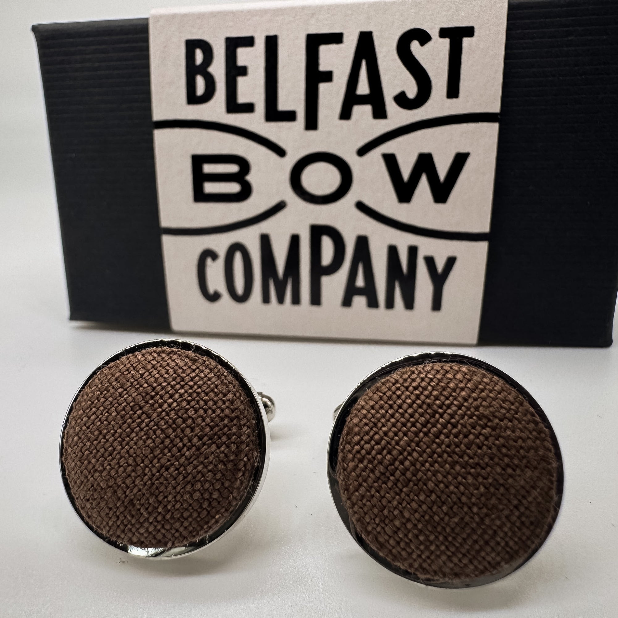 Chocolate Brown cufflinks by the belfast bow company