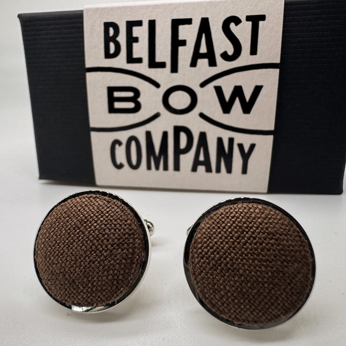 Chocolate Brown cufflinks by the belfast bow company