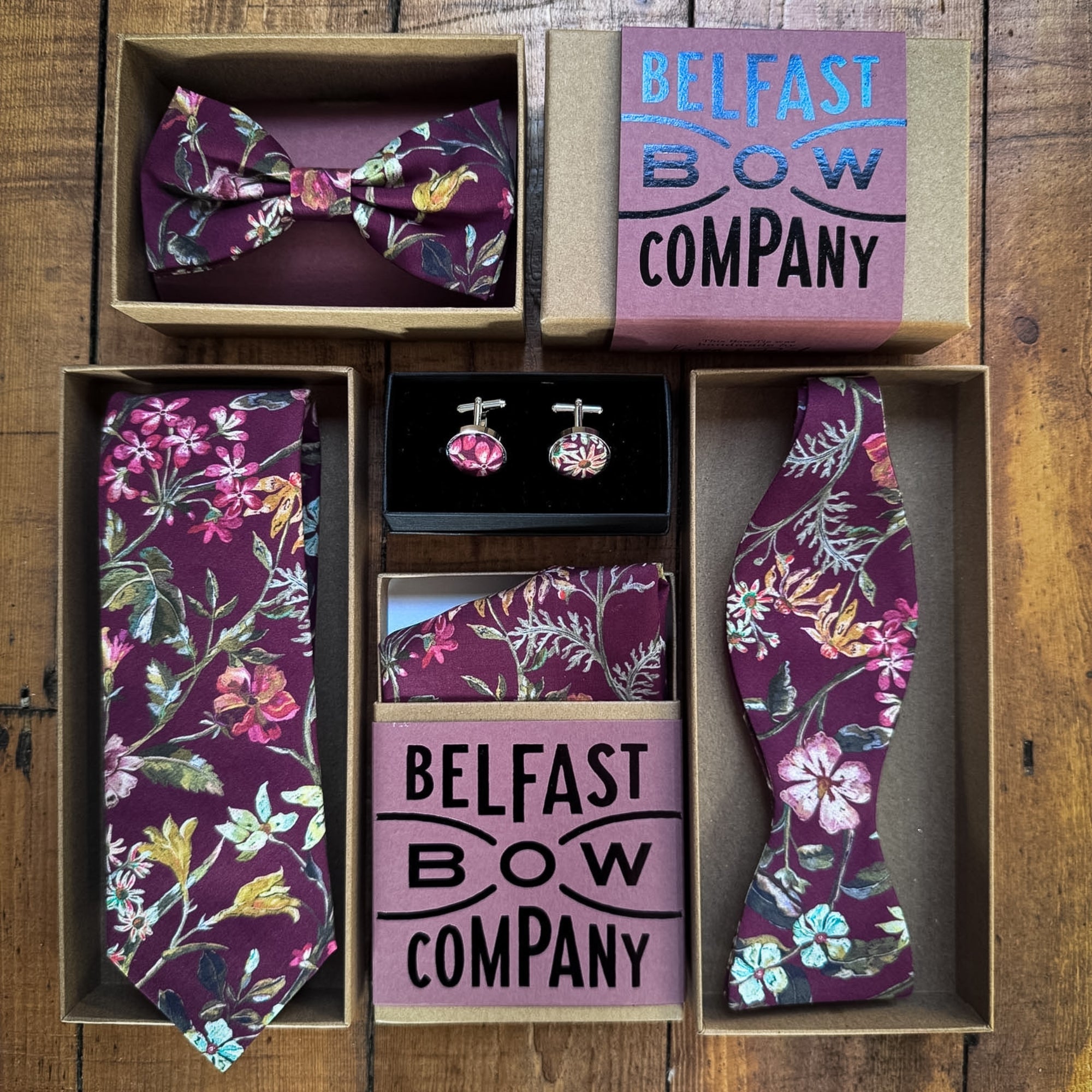 Liberty of London Cufflinks in Burgundy Autumn Floral