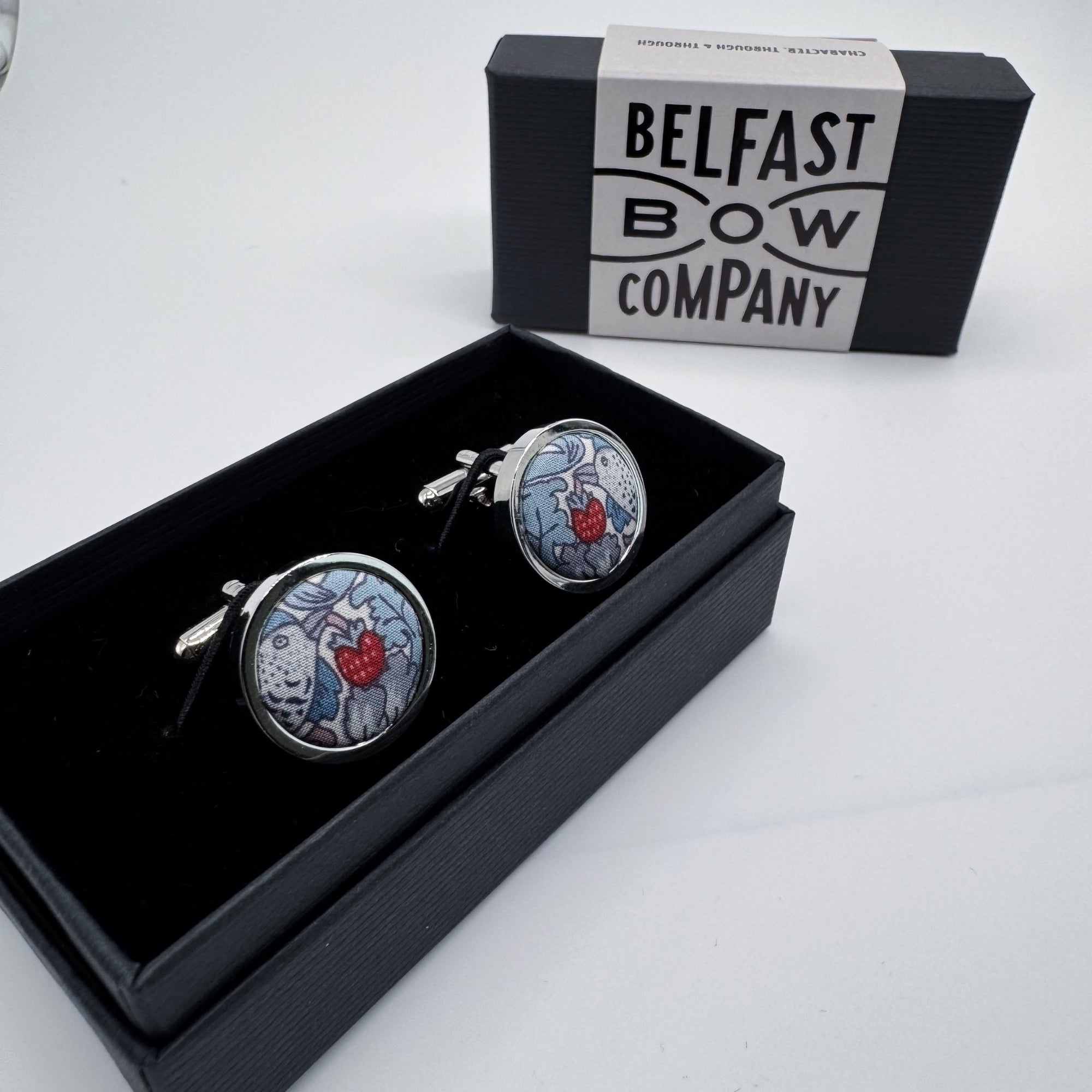 Liberty of London Cufflinks in Slate Blue Bird Motif