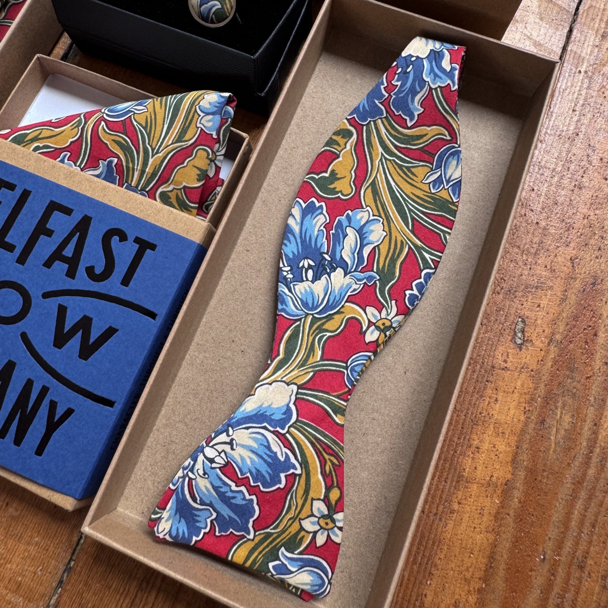 Liberty of London Bow Tie in Red & Blue Floral Motif