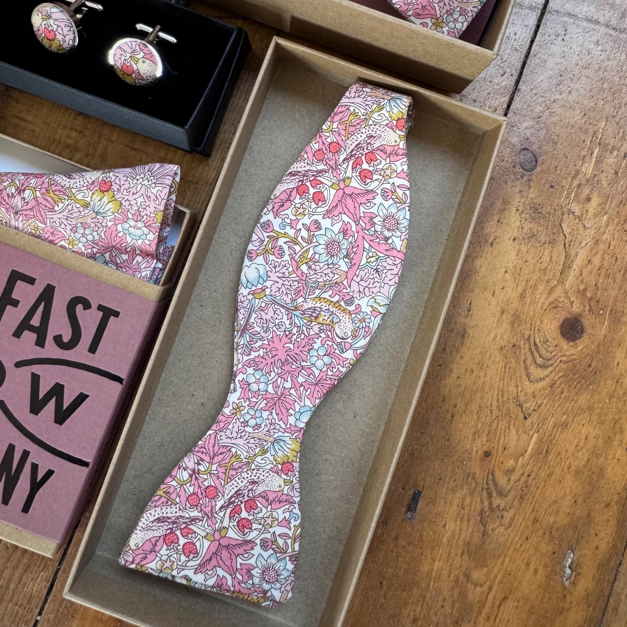 Liberty of London Bow Tie in Pink Bird Motif