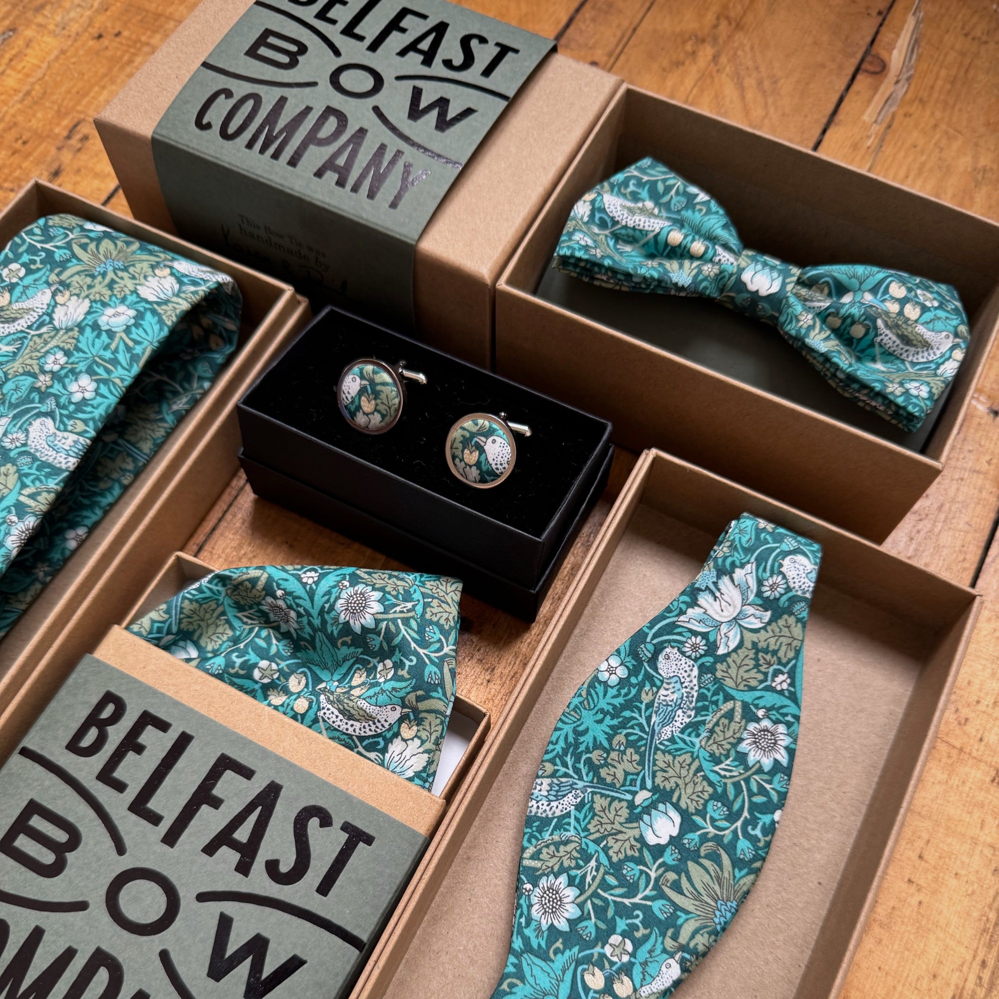 Liberty of London Cufflinks in Teal Green Bird Motif