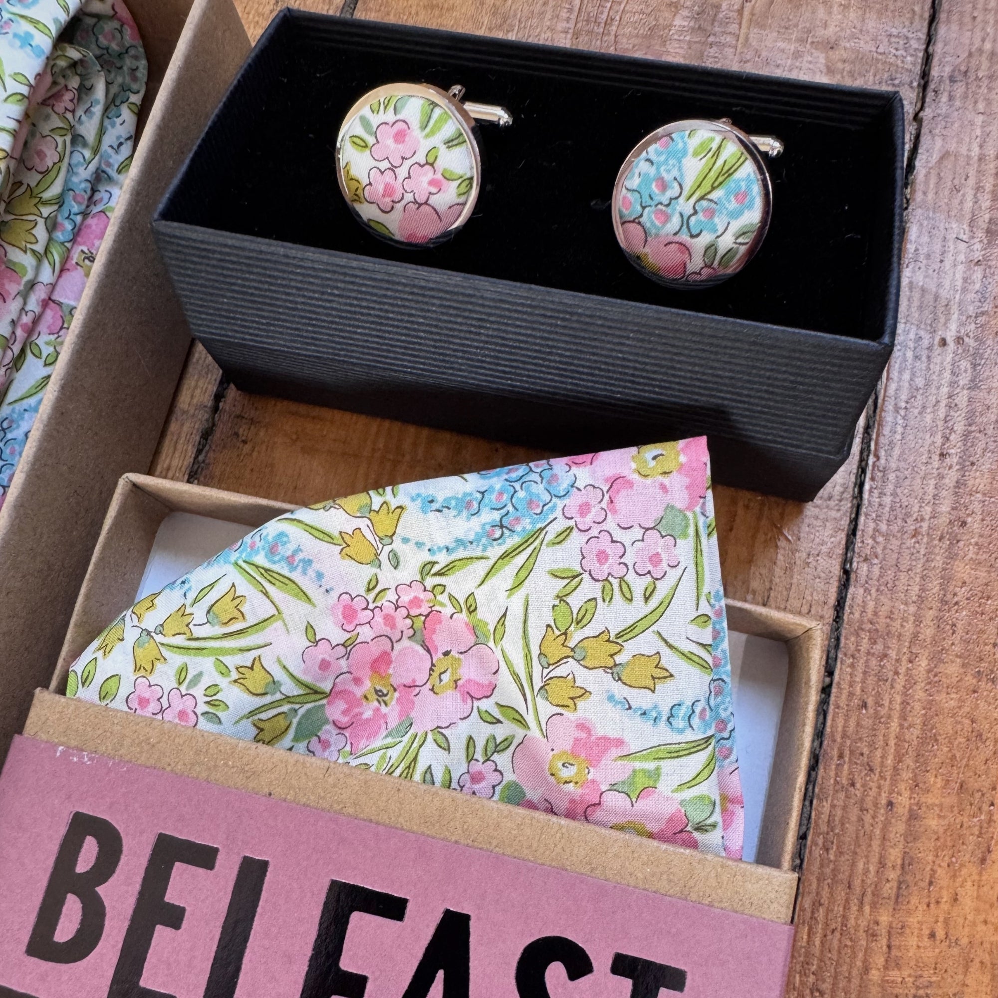 Liberty of London Pocket Square in Pink & Blue Floral Blossom