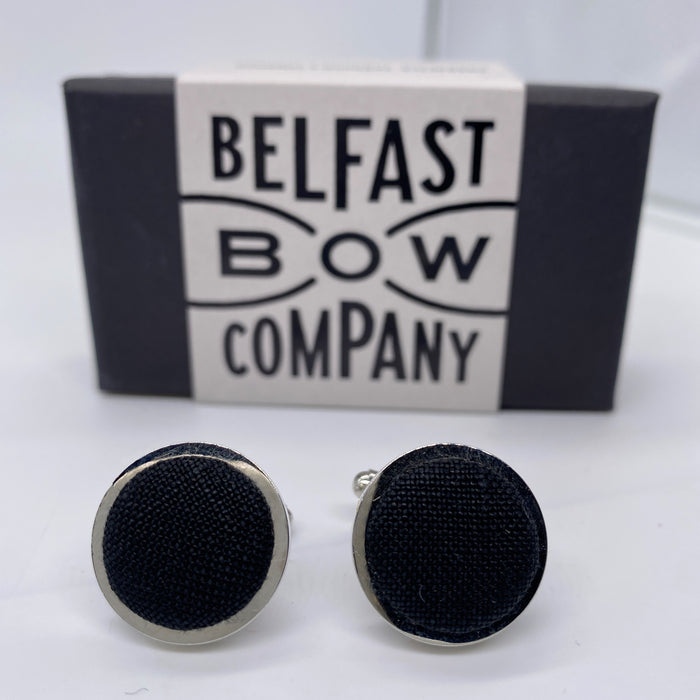 Black Cufflinks in Irish linen by the belfast bow company