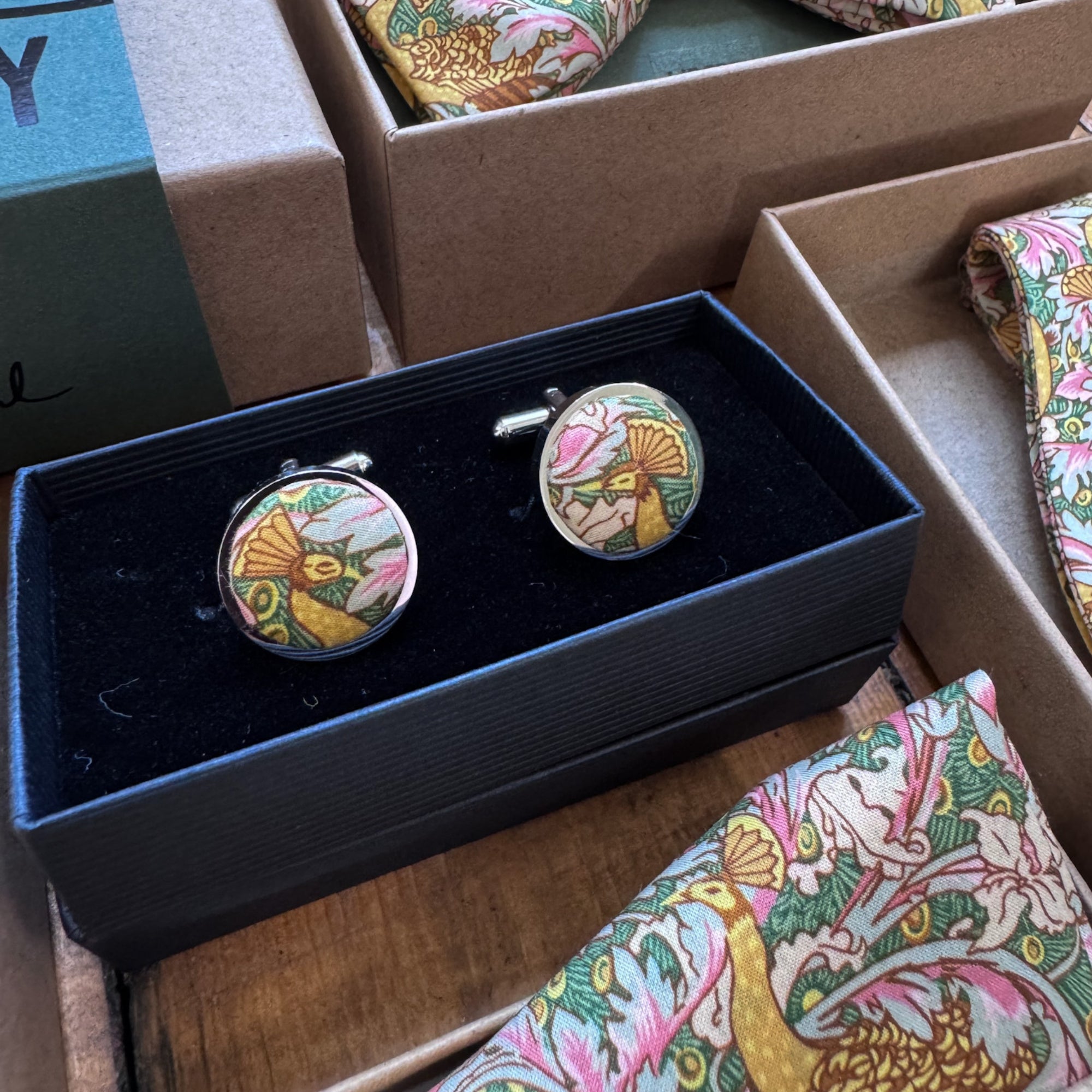 Liberty of London Cufflinks in Vintage Peacock Garden