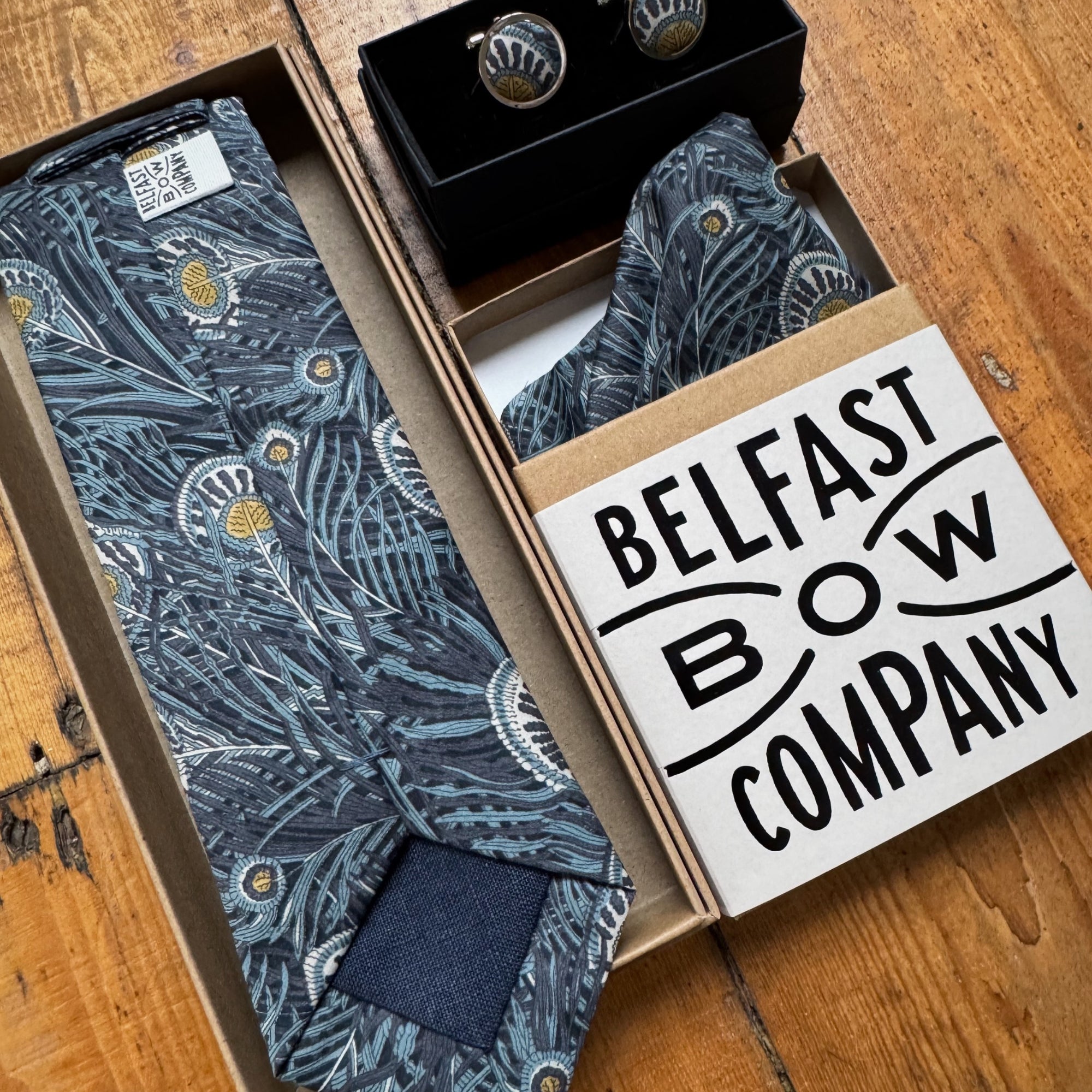 Liberty of London Pocket Square in Navy Peacock Feathers