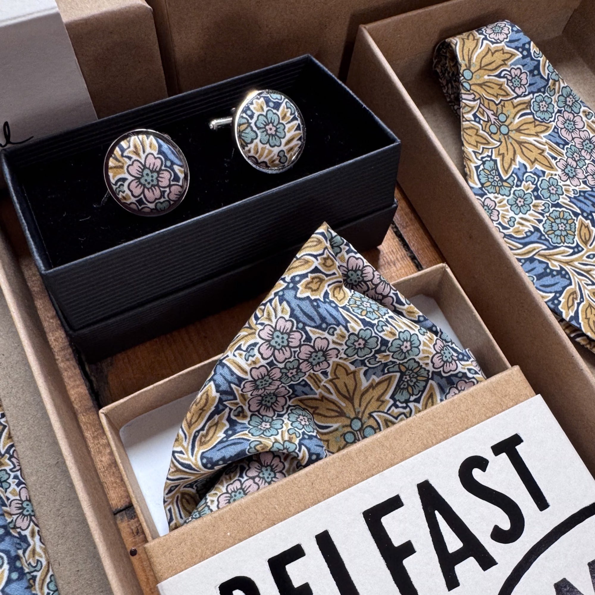 Liberty of London Pocket Square in Yellow & Blue Floral Motif
