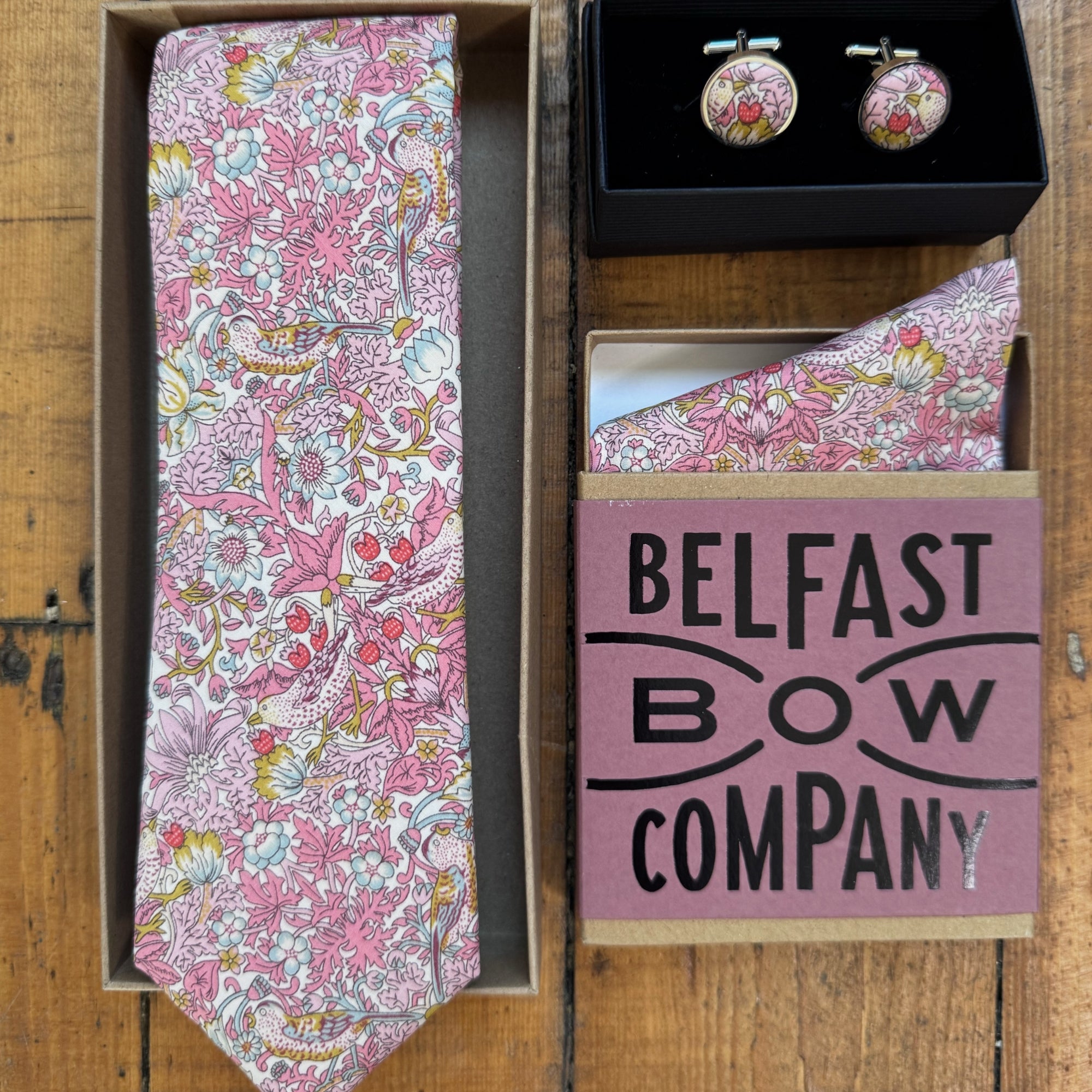Liberty of London Tie in Pink Bird Motif