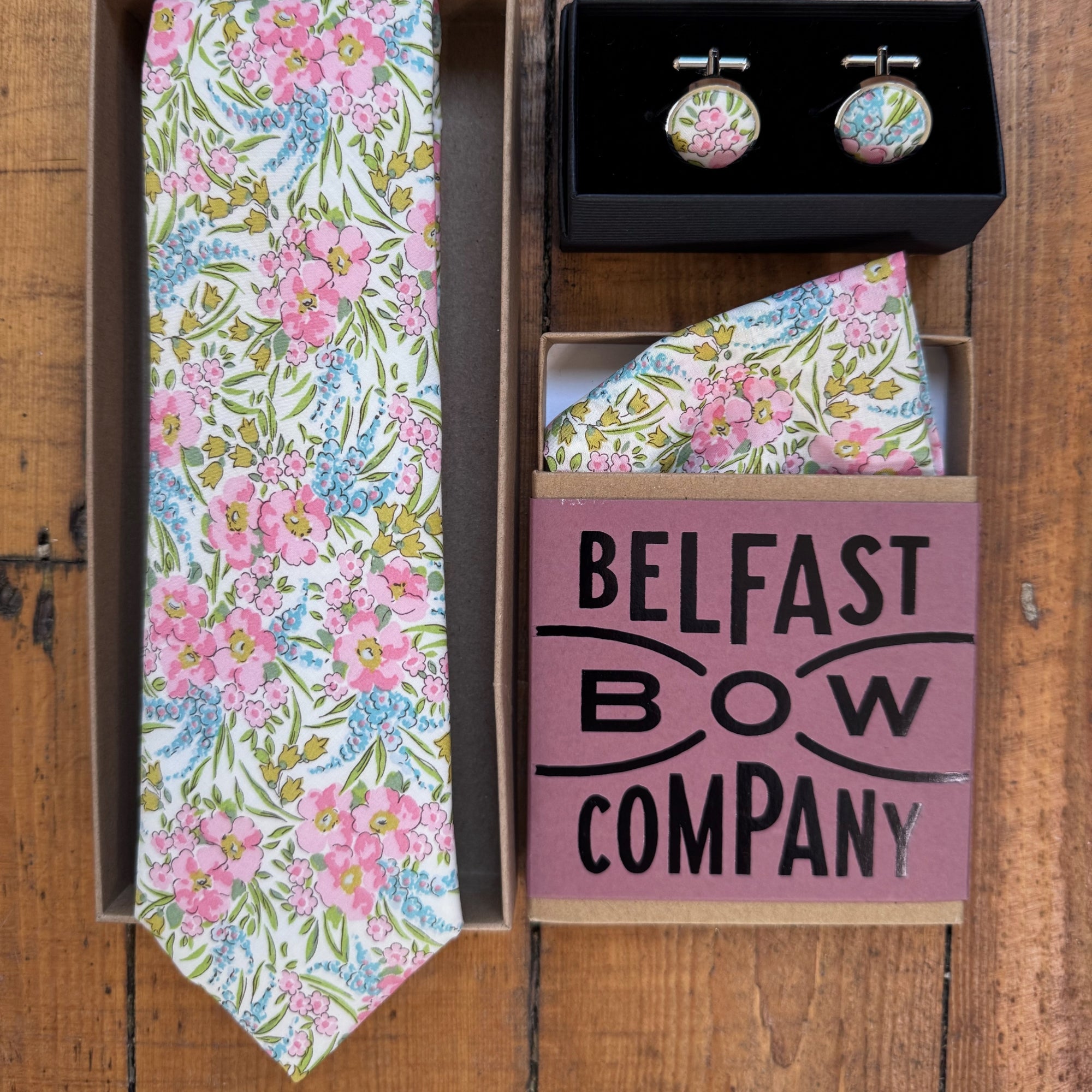 Liberty of London Cufflinks in Pink & Blue Floral Blossom