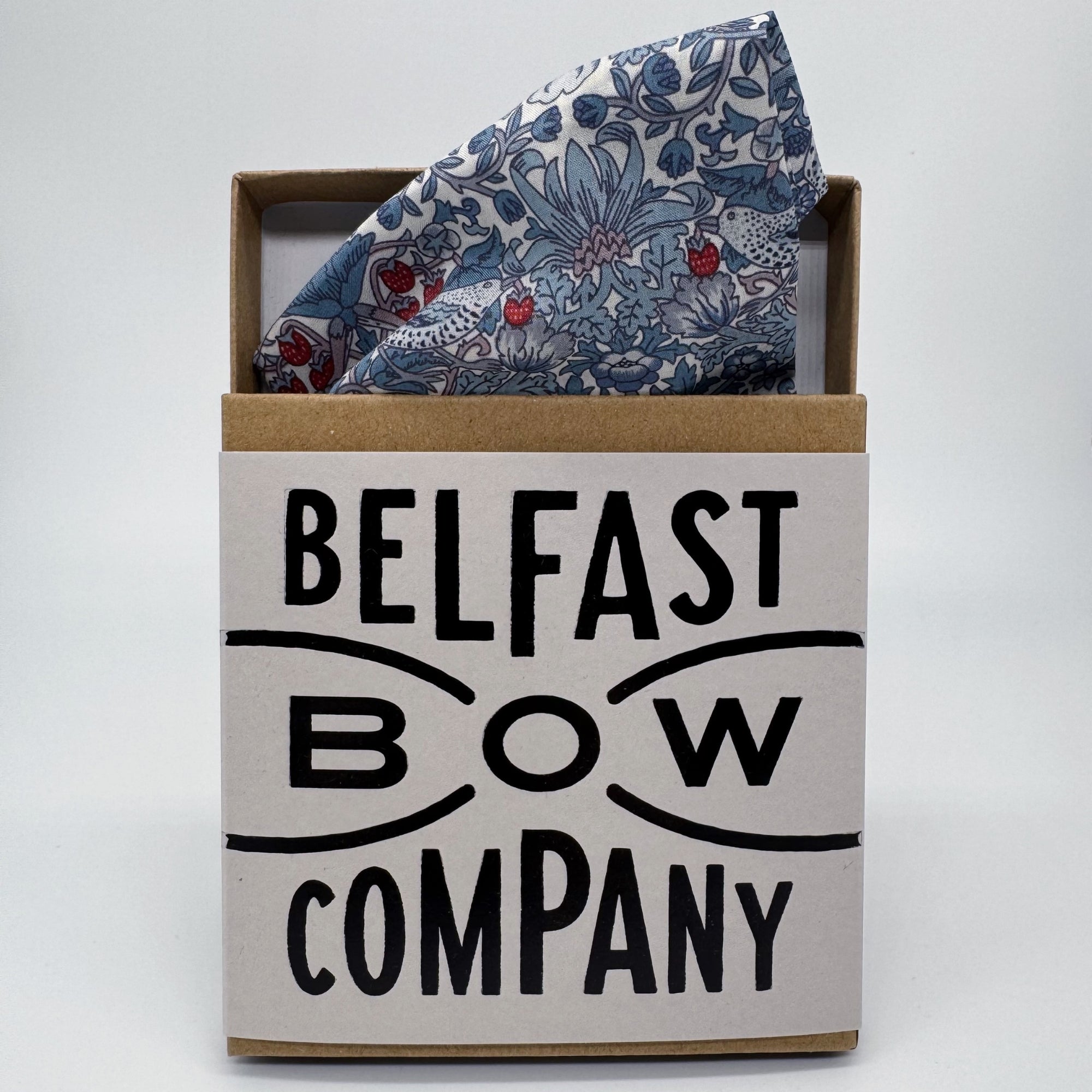 Liberty of London Pocket Square in Slate Blue Bird Motif