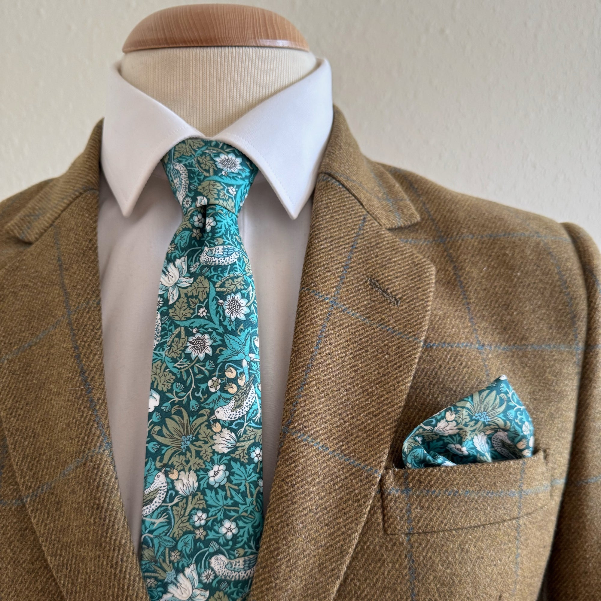 Liberty of London Tie in Teal Green Bird Motif