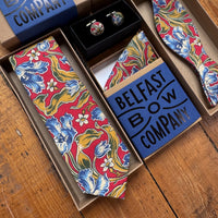 Red floral wedding accessories for men by the belfast bow company