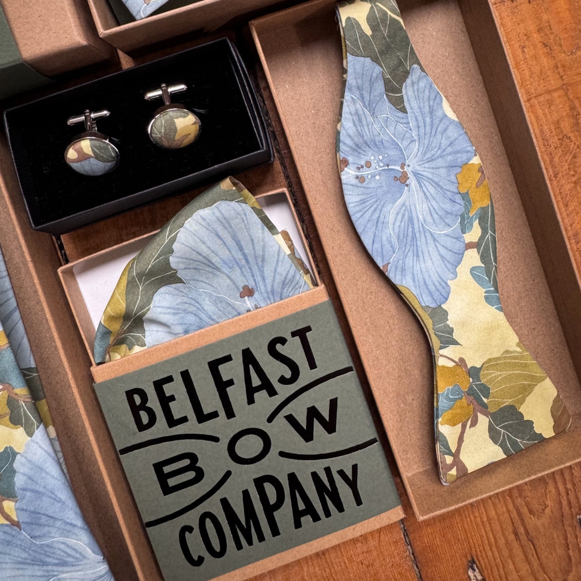 Liberty of London Cufflinks in Powder Blue & Eucalyptus Floral