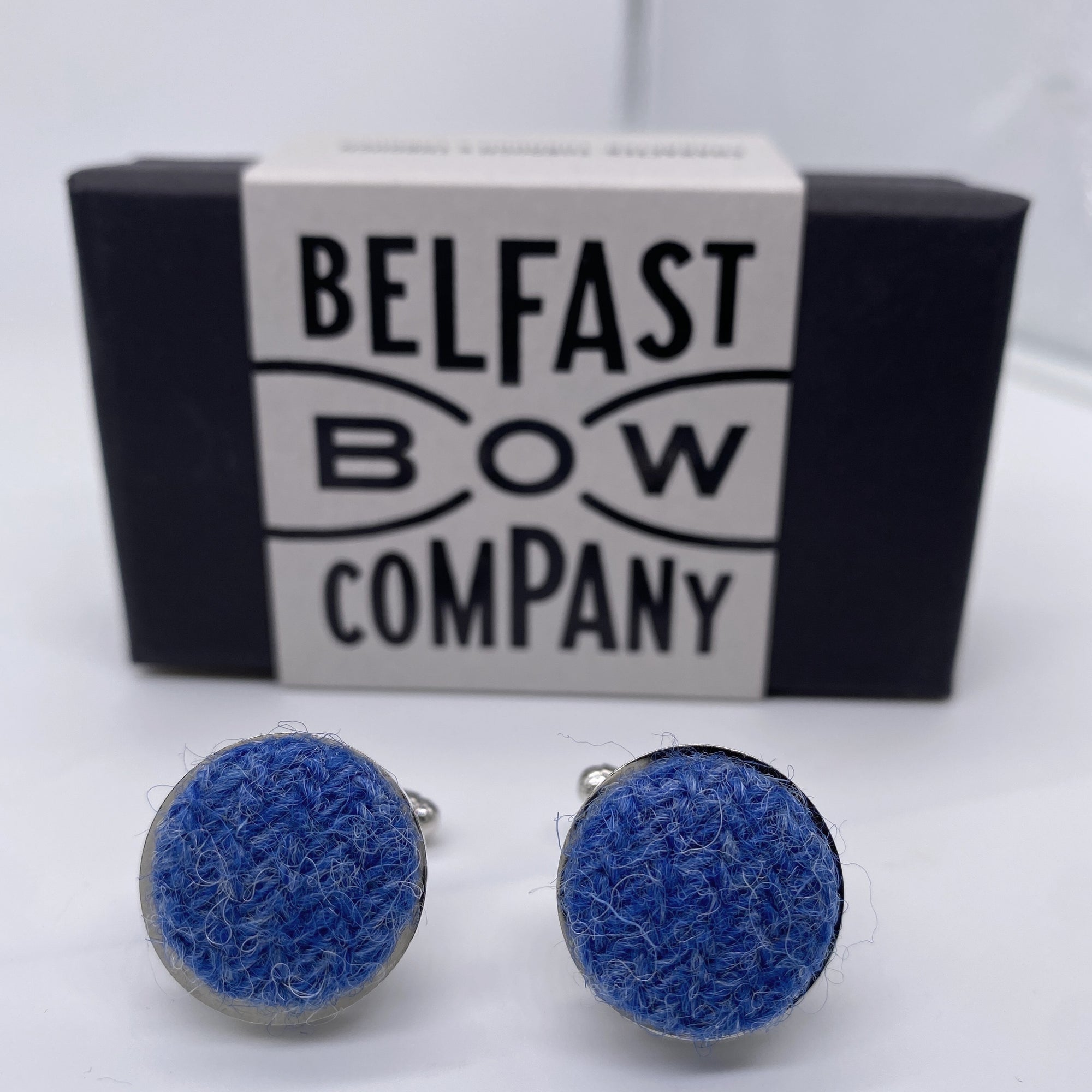 Harris Tweed Cufflinks in Blue by the Belfast Bow Company