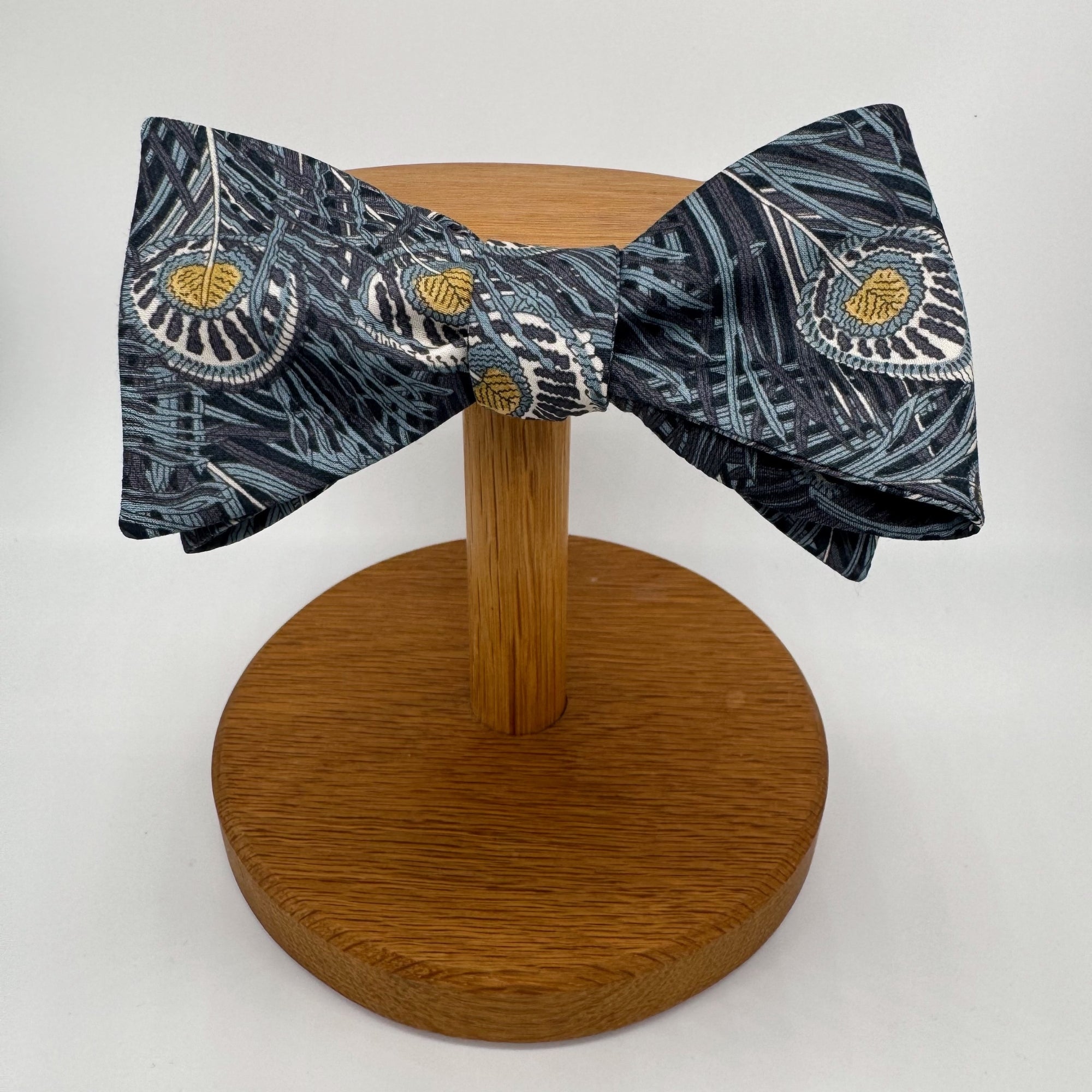 Self-Tie Liberty of London Bow Tie in Navy Peacock Feathers