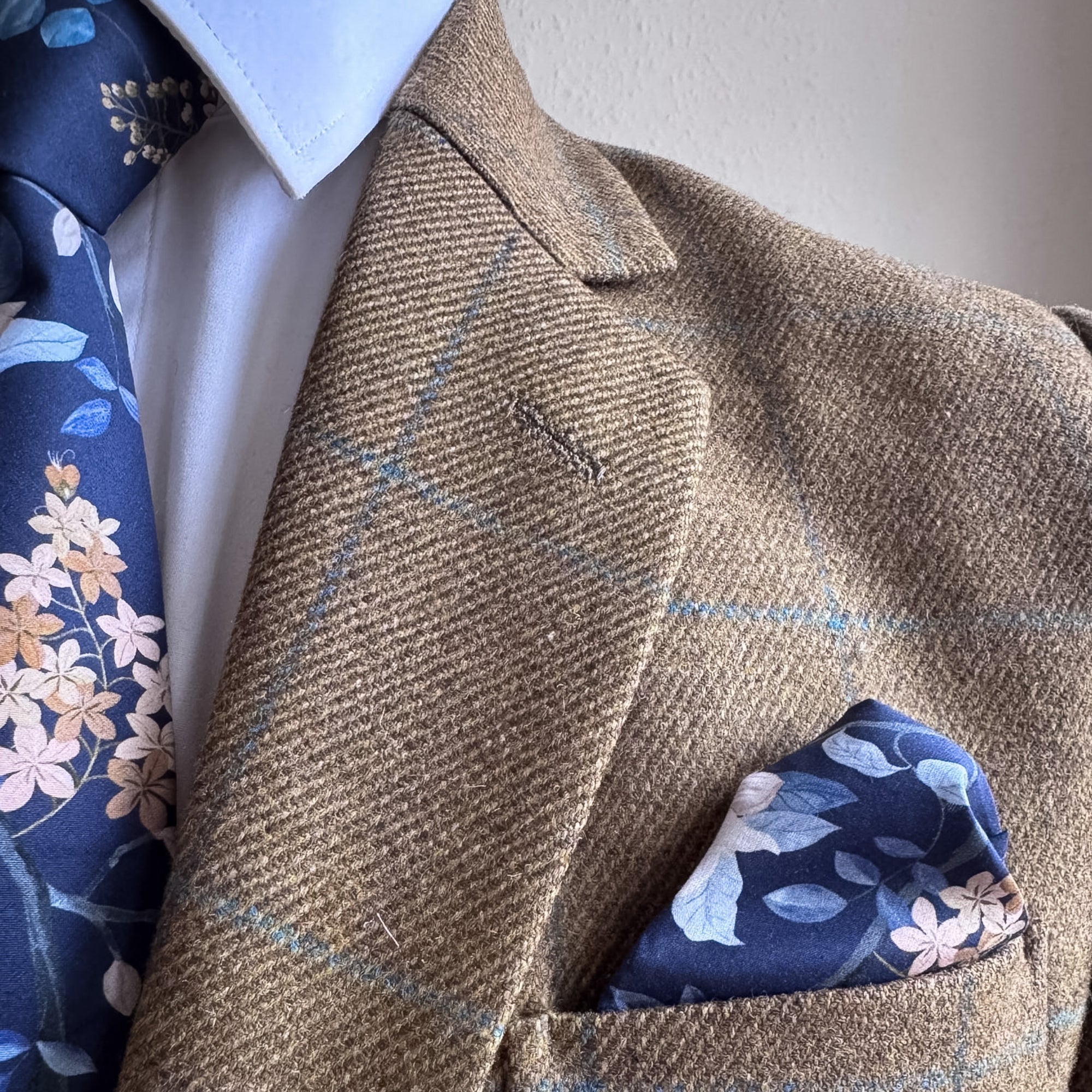 Liberty of London Pocket Square in Navy Trailing Flowers