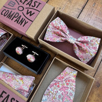 Pink wedding accessories for men by the belfast bow company