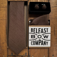 brown wedding accessories for men by the belfast bow company