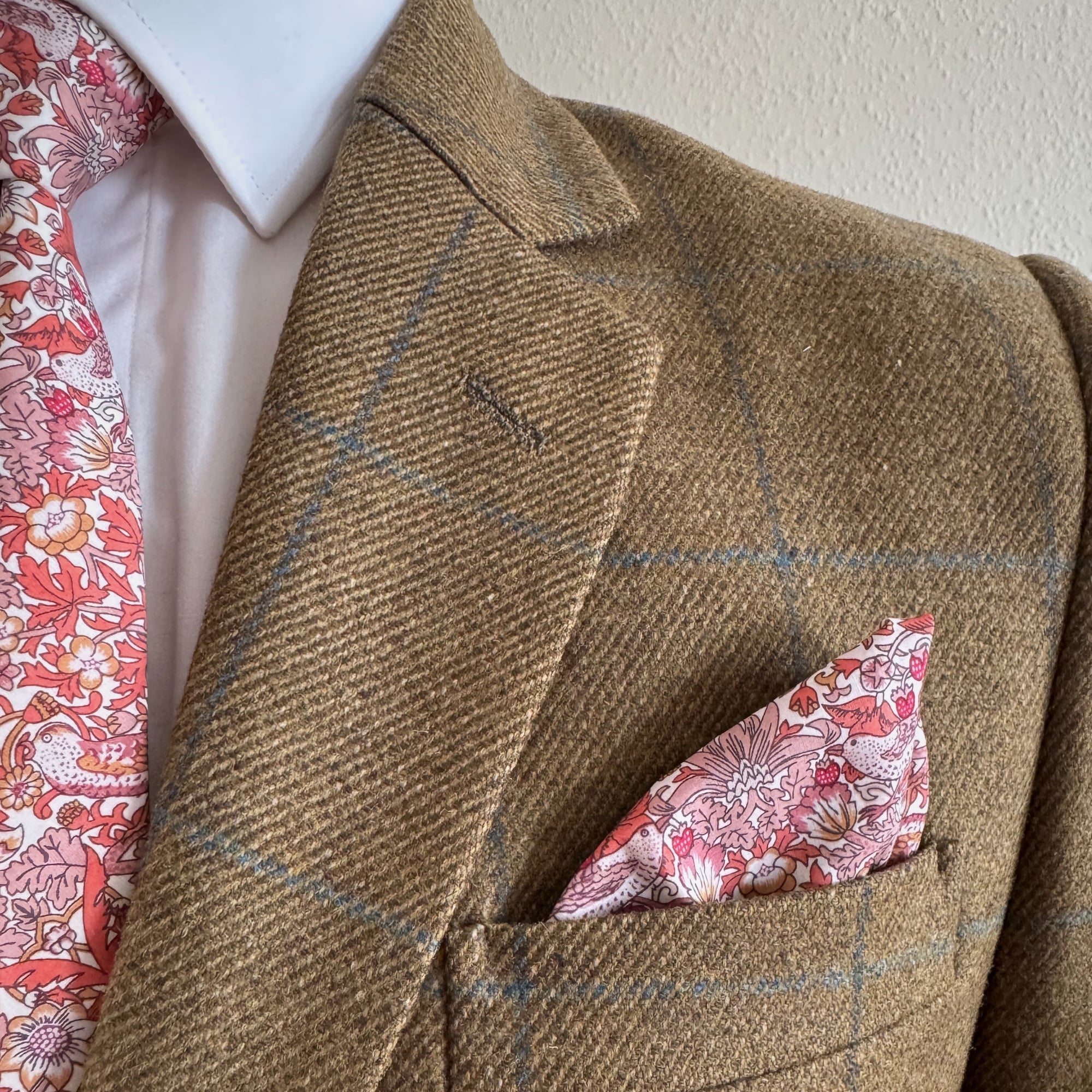 Liberty of London Tie in Sienna Red Bird Motif