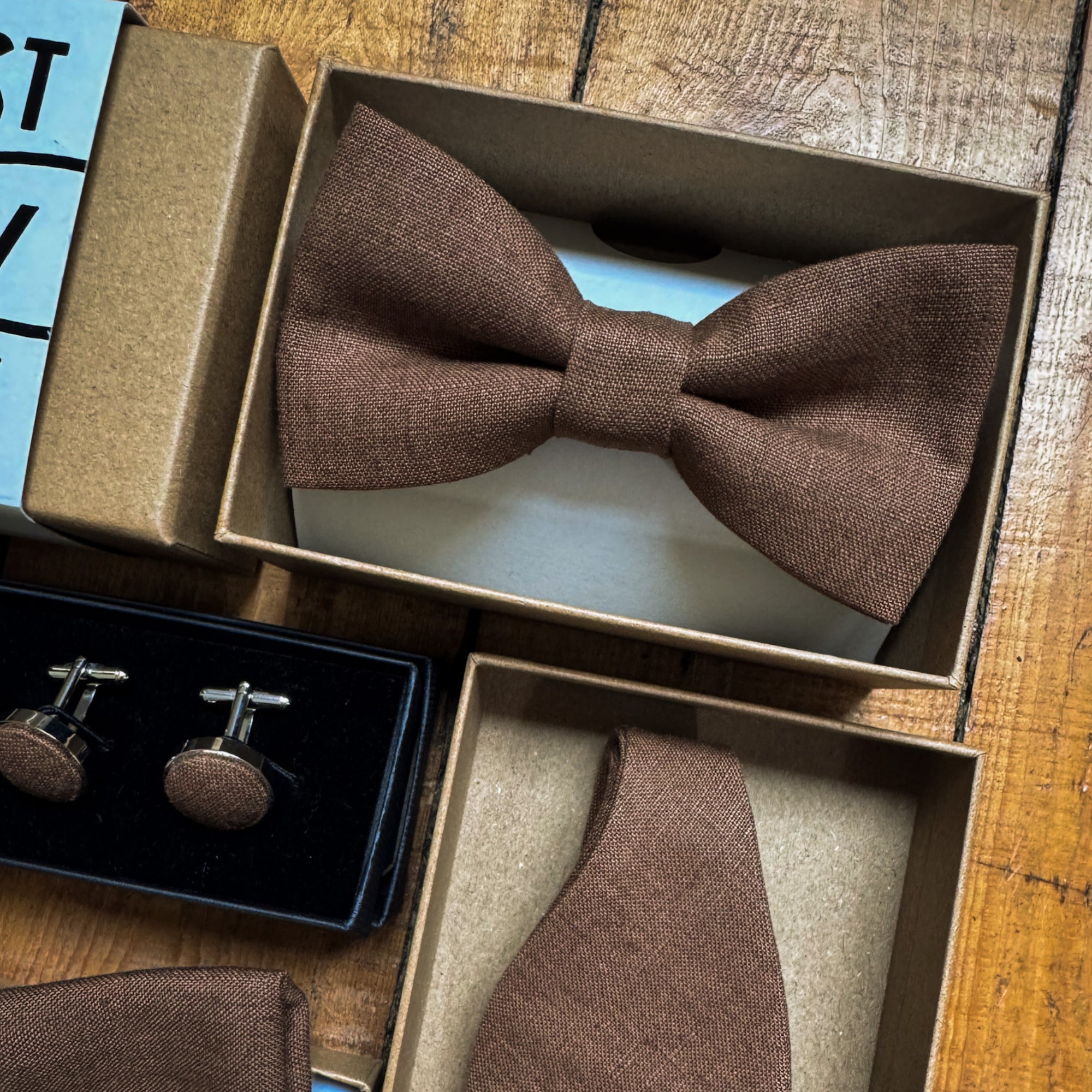 Chocolate Brown Bow Tie in Irish Linen