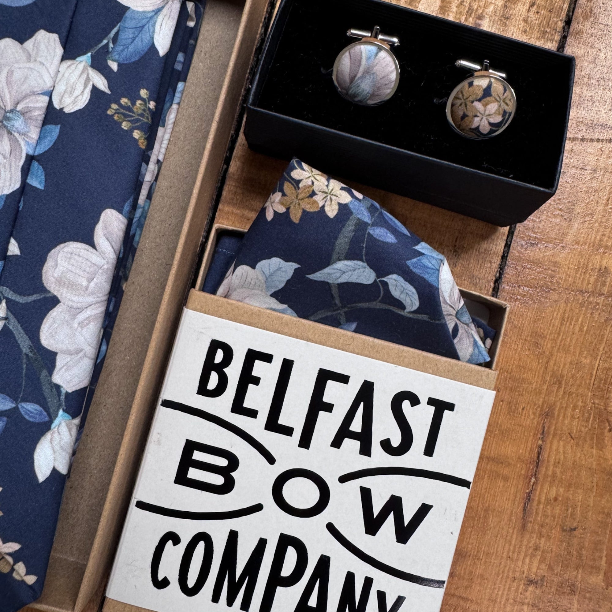 Liberty of London Pocket Square in Navy Trailing Flowers