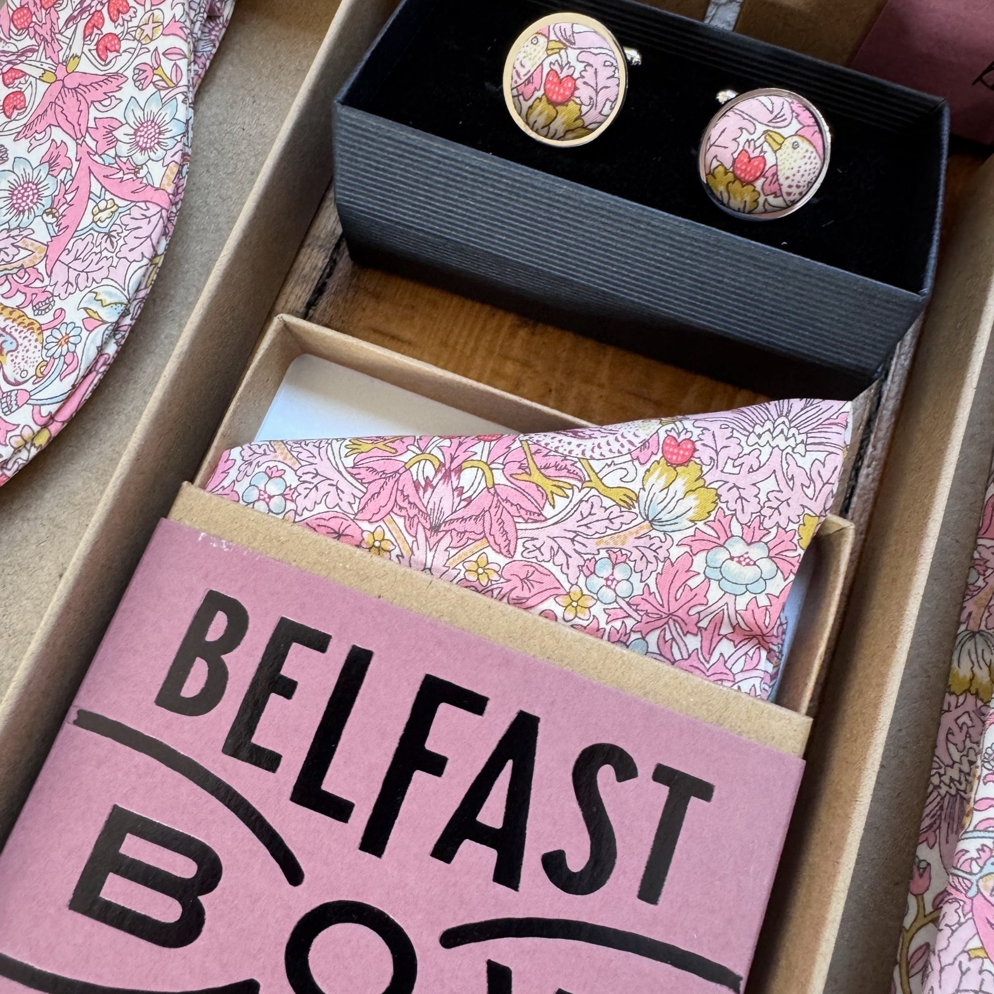 Liberty of London Cufflinks in Pink Bird Motif