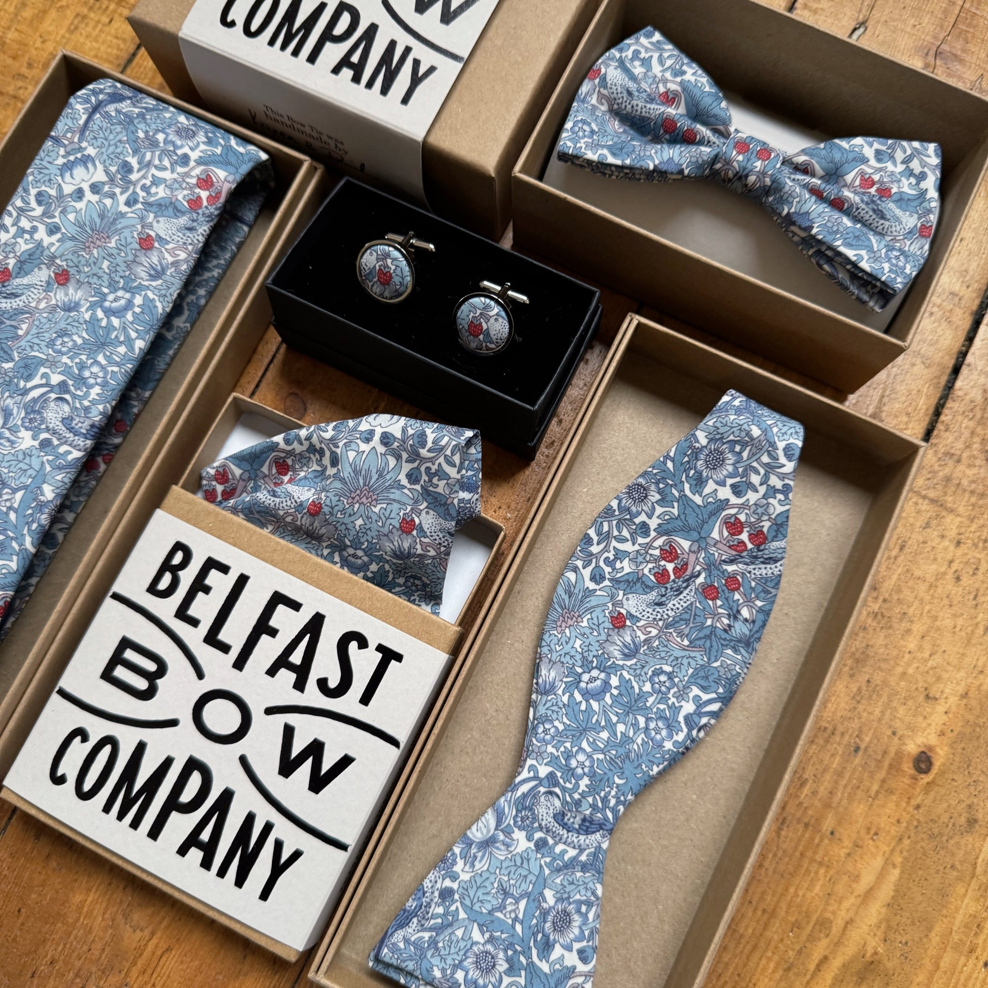 Liberty of London Bow Tie in Slate Blue Bird Motif