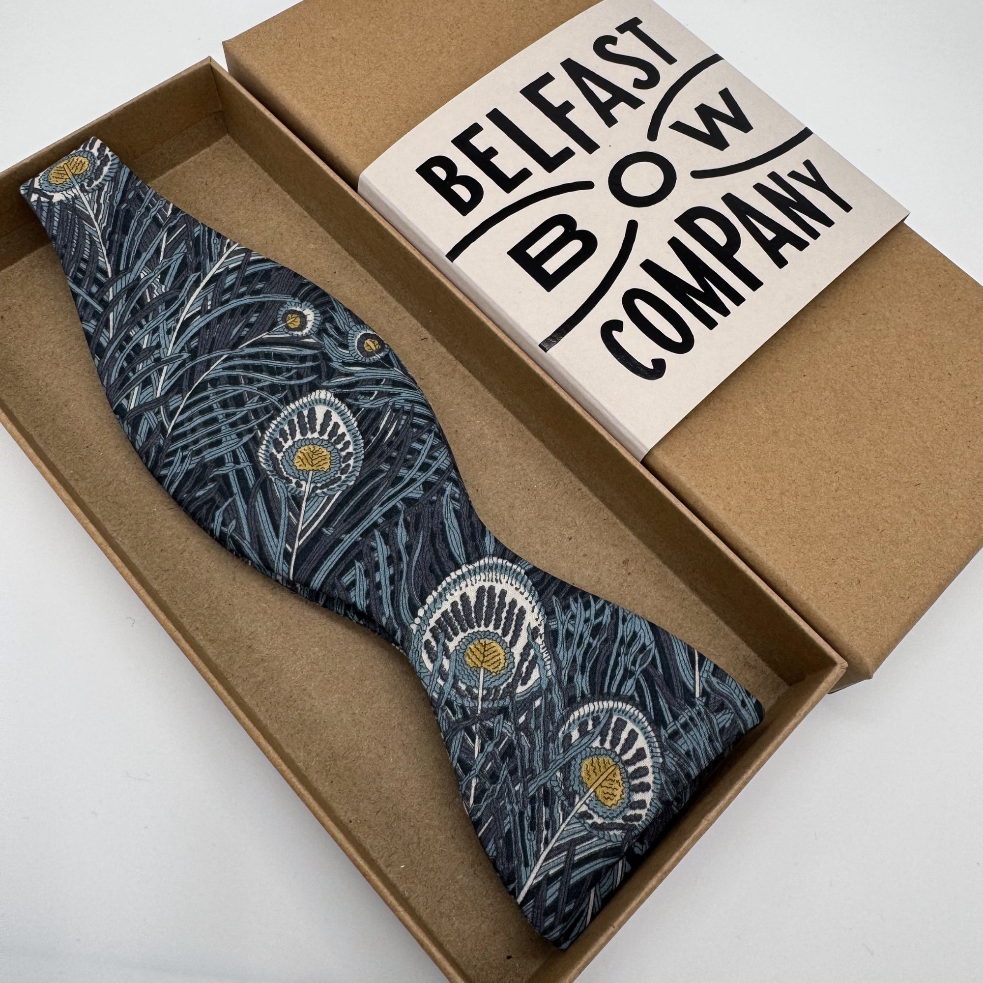 Liberty of London Bow Tie in Navy Peacock Feathers