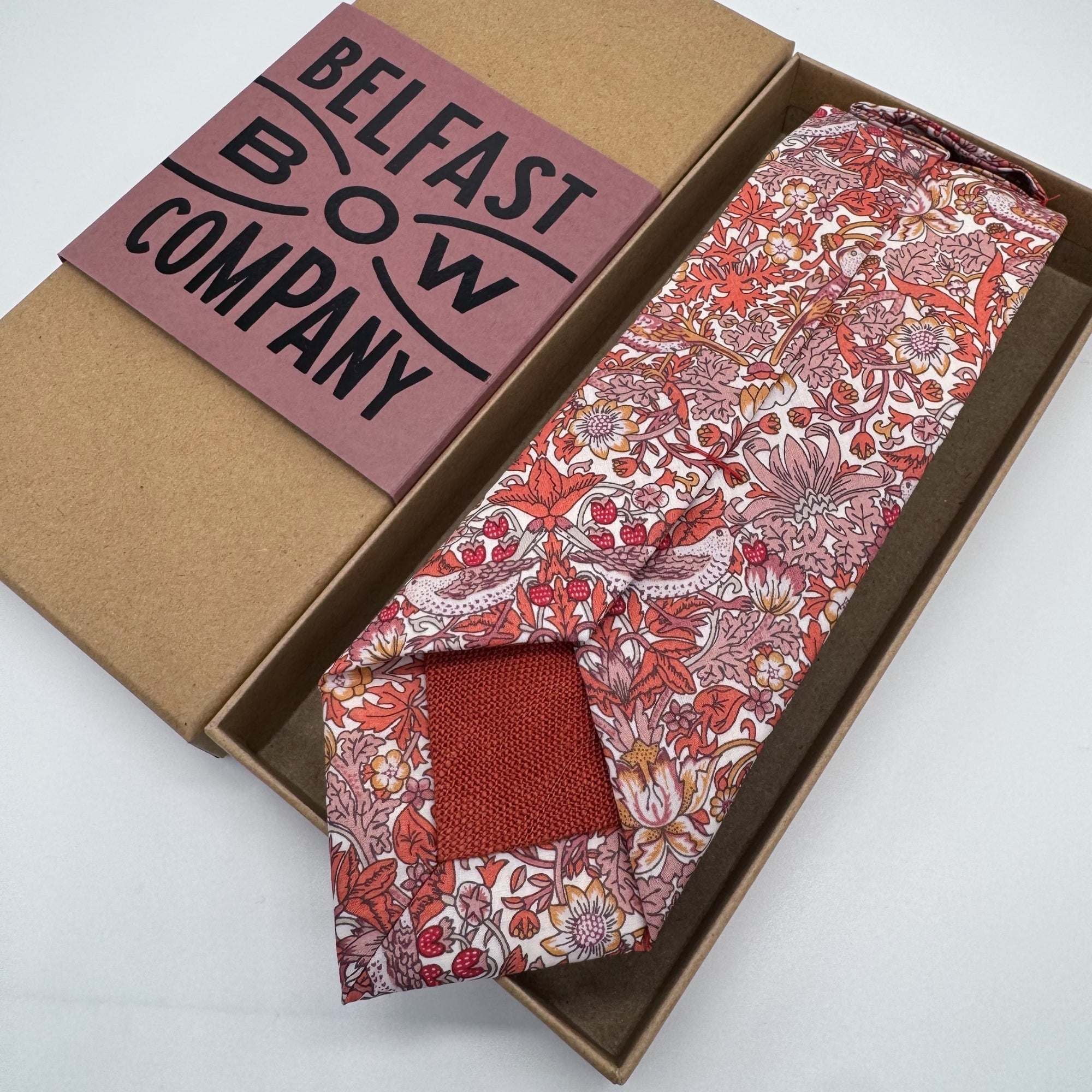 Liberty of London Tie in Sienna Red Bird Motif