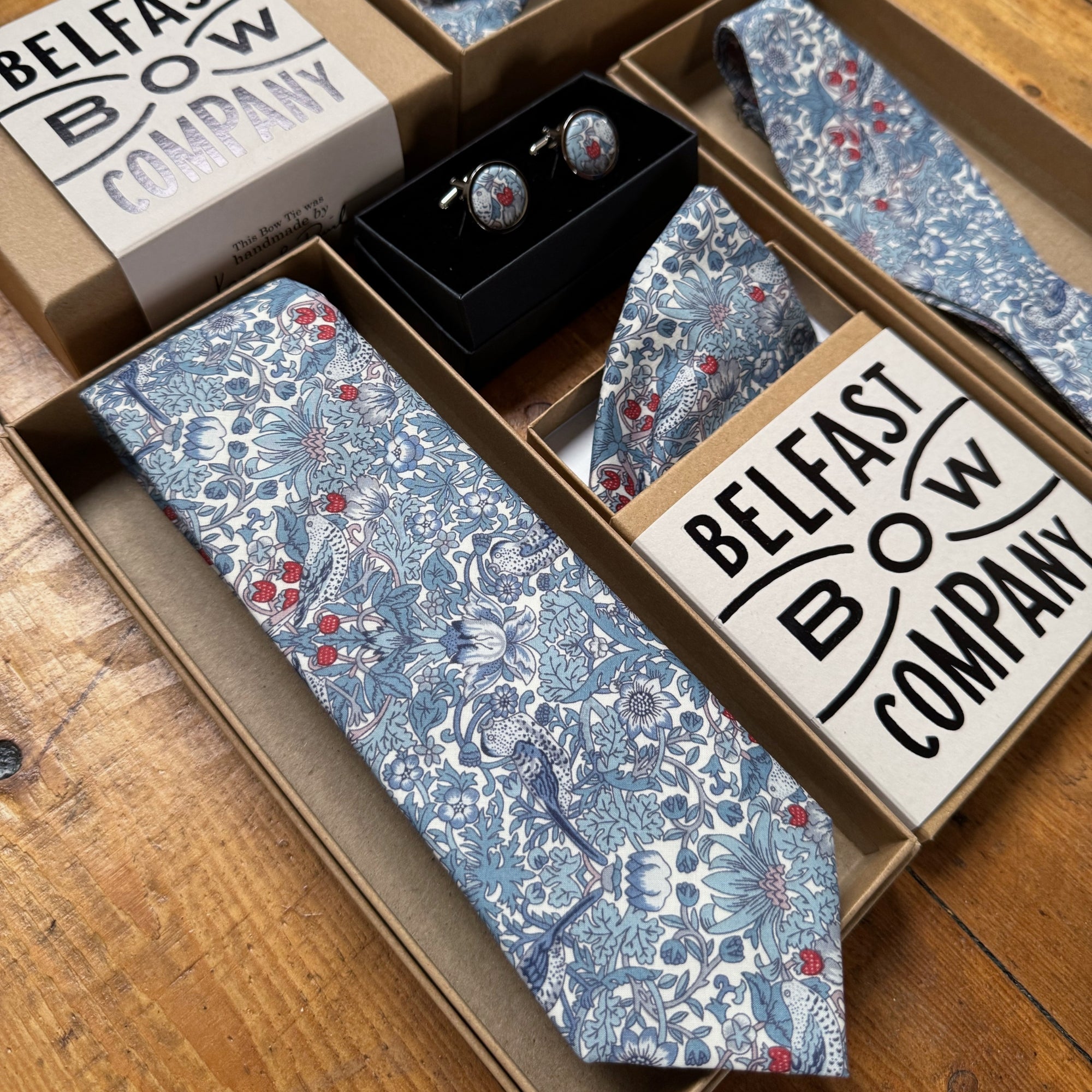 Liberty of London Tie in Slate Blue Bird Motif