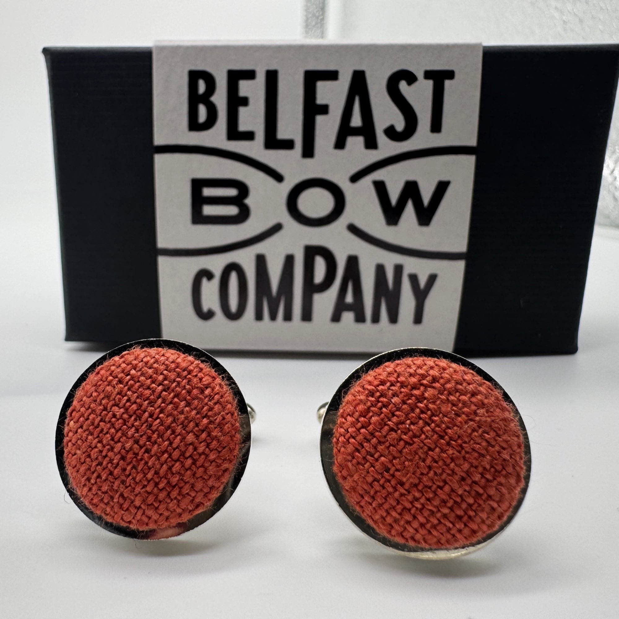 Rust Cufflinks in Irish Linen