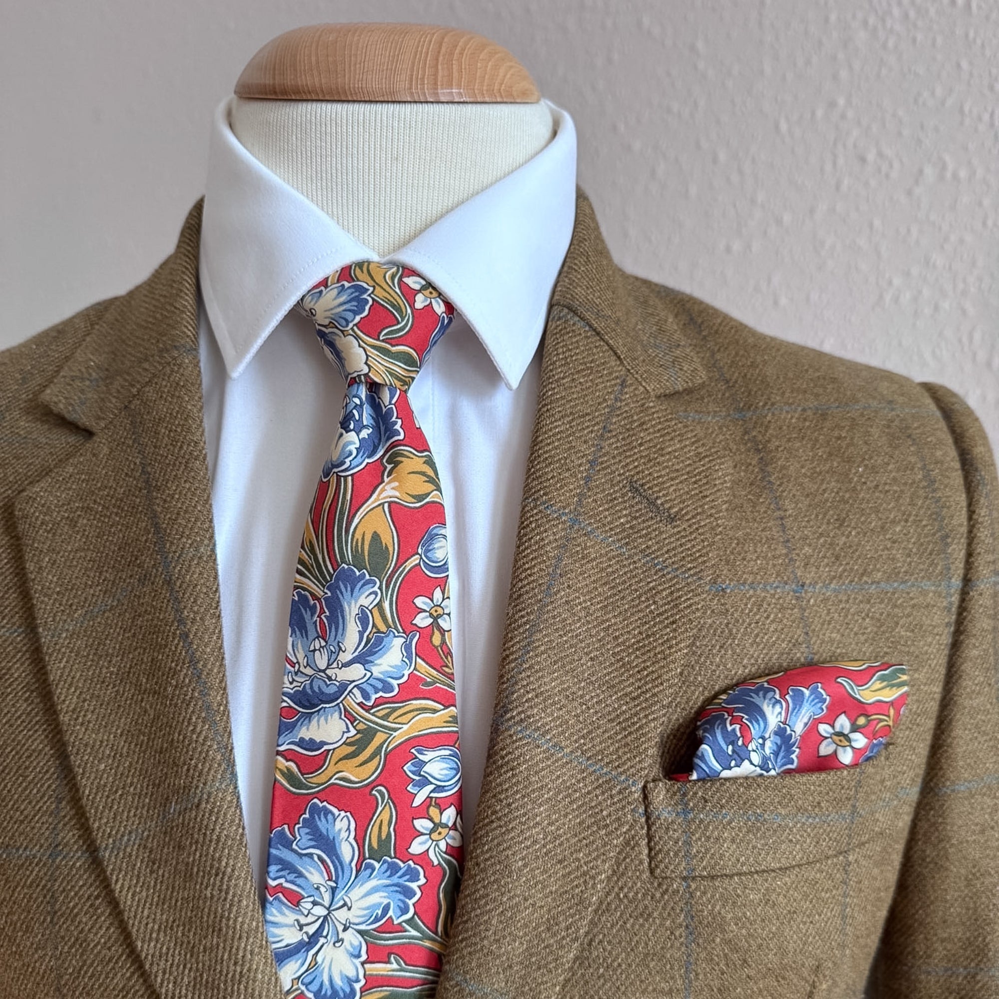 Red Floral Tie by the belfast bow company