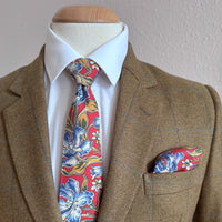 Red Floral Tie by the belfast bow company