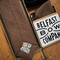 chocolate brown wedding accessories in irish linen by the belfast bow company