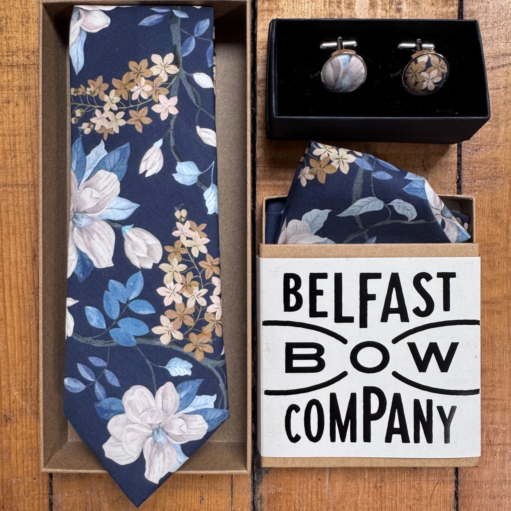 Liberty of London Tie in Navy Trailing Flowers