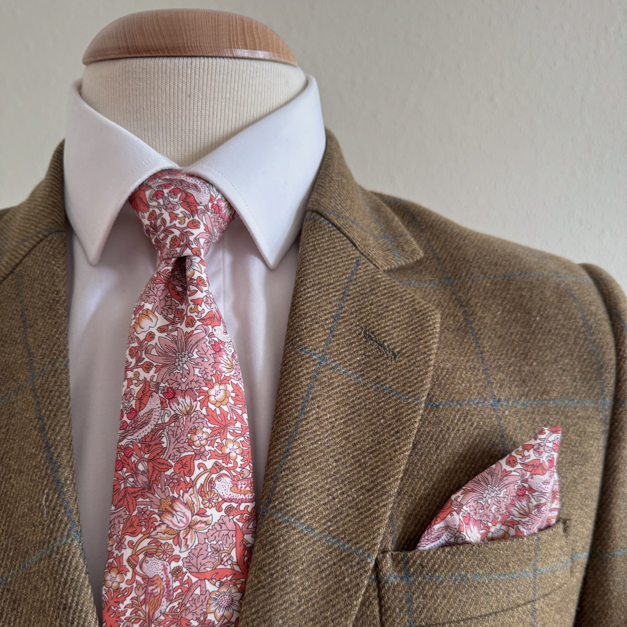 Liberty of London Tie in Sienna Red Bird Motif