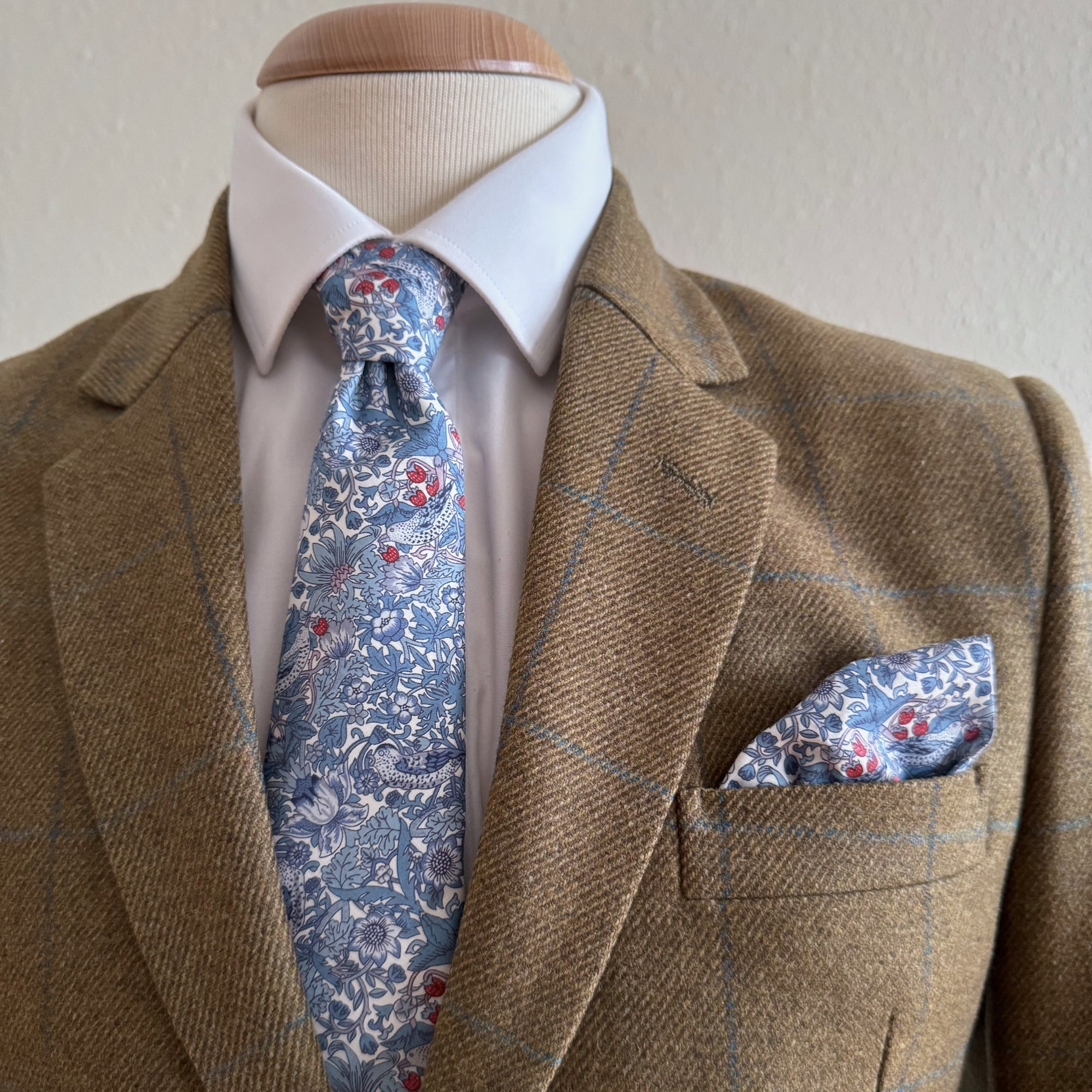 Liberty of London Tie in Slate Blue Bird Motif